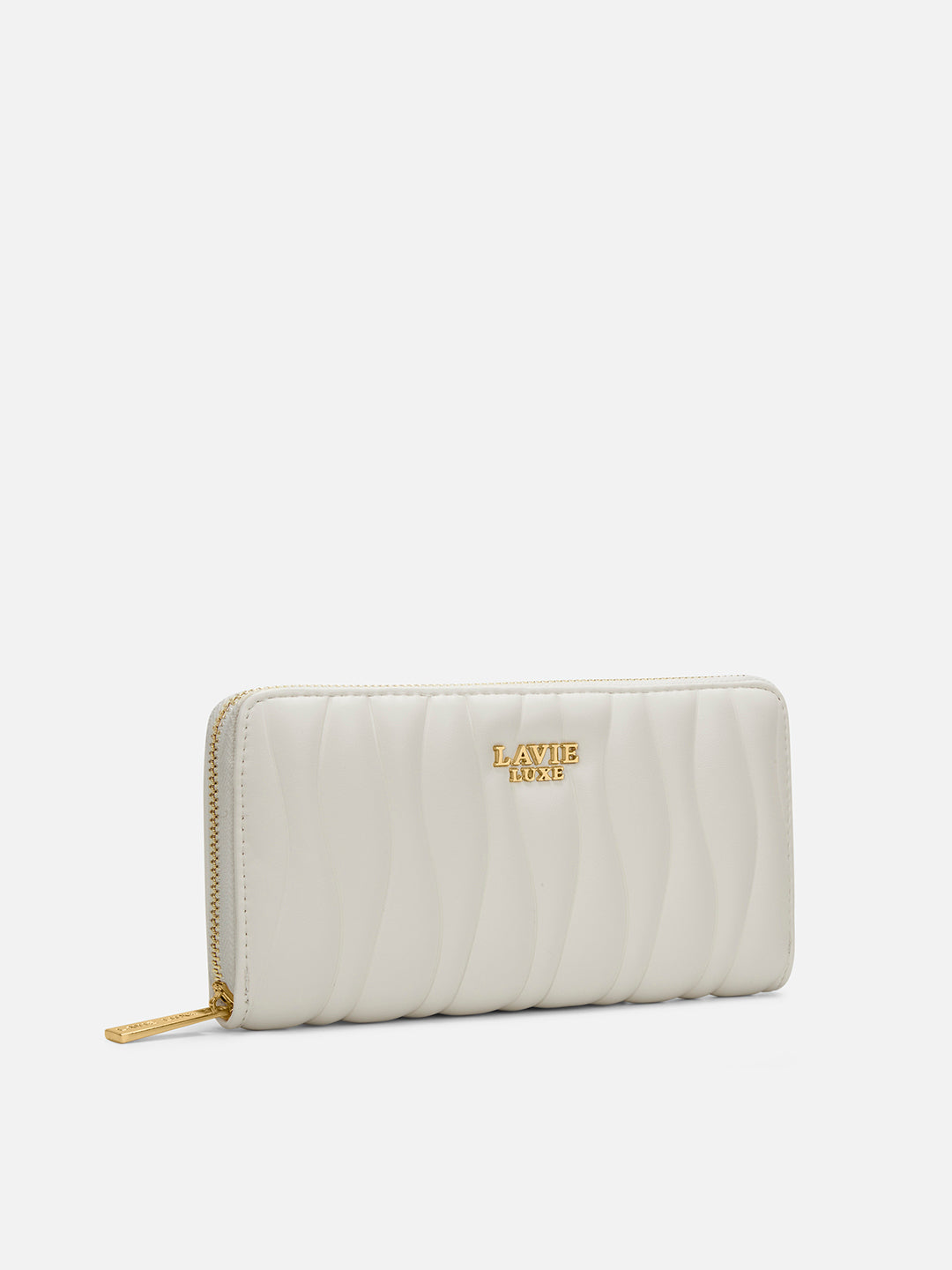 Lucie Emboss Ziparound Large Wallet Off White