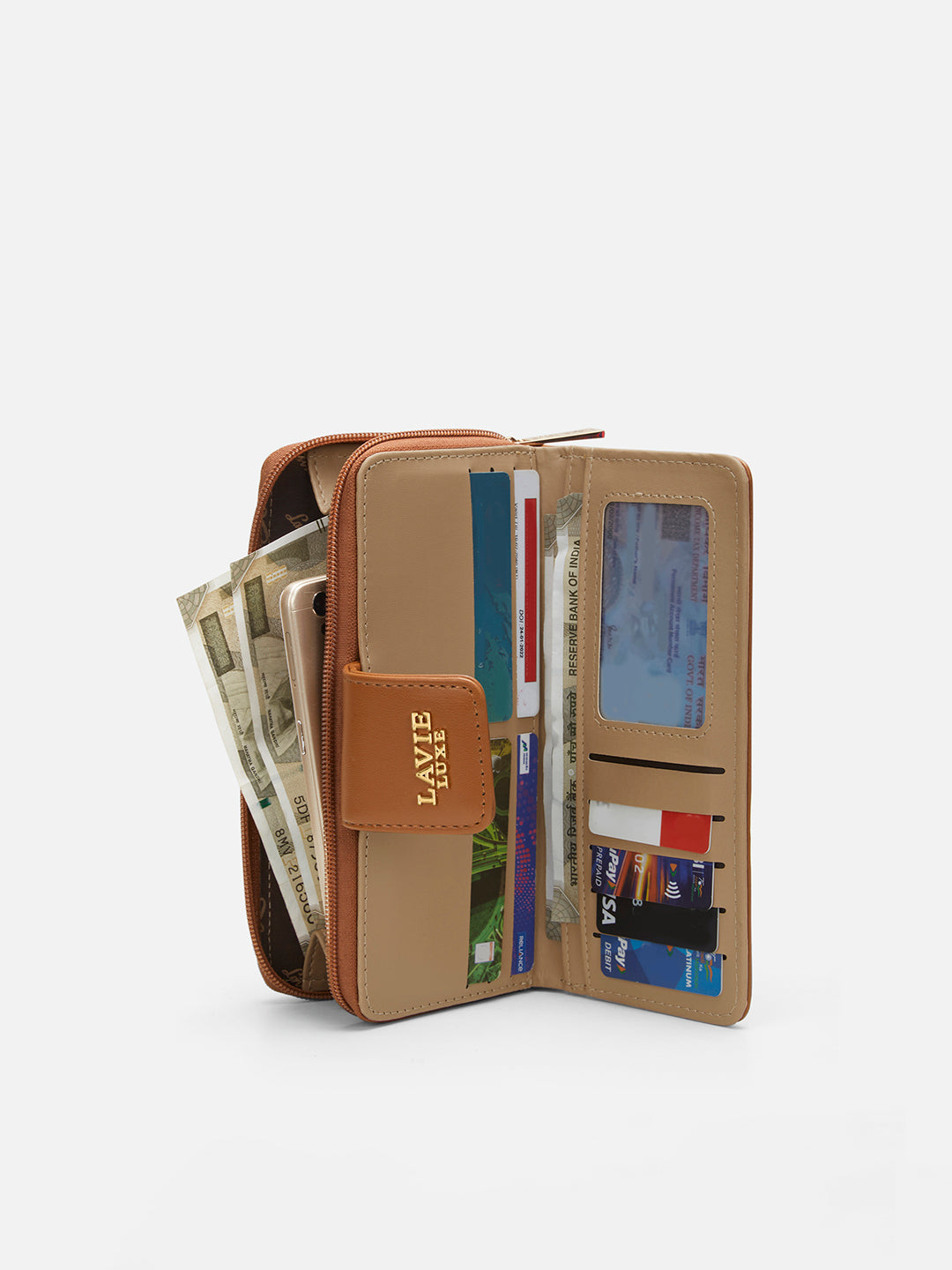 Lucie Emboss Bifold Ziparound Tan