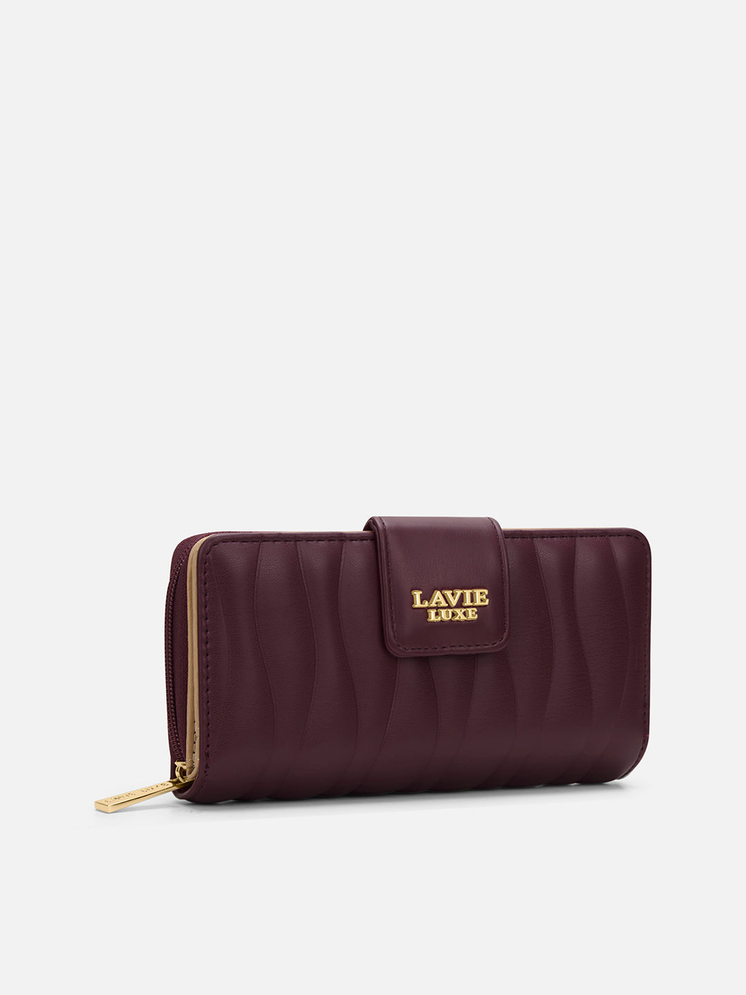 Lucie Emboss Bifold Ziparound Wallet Wine