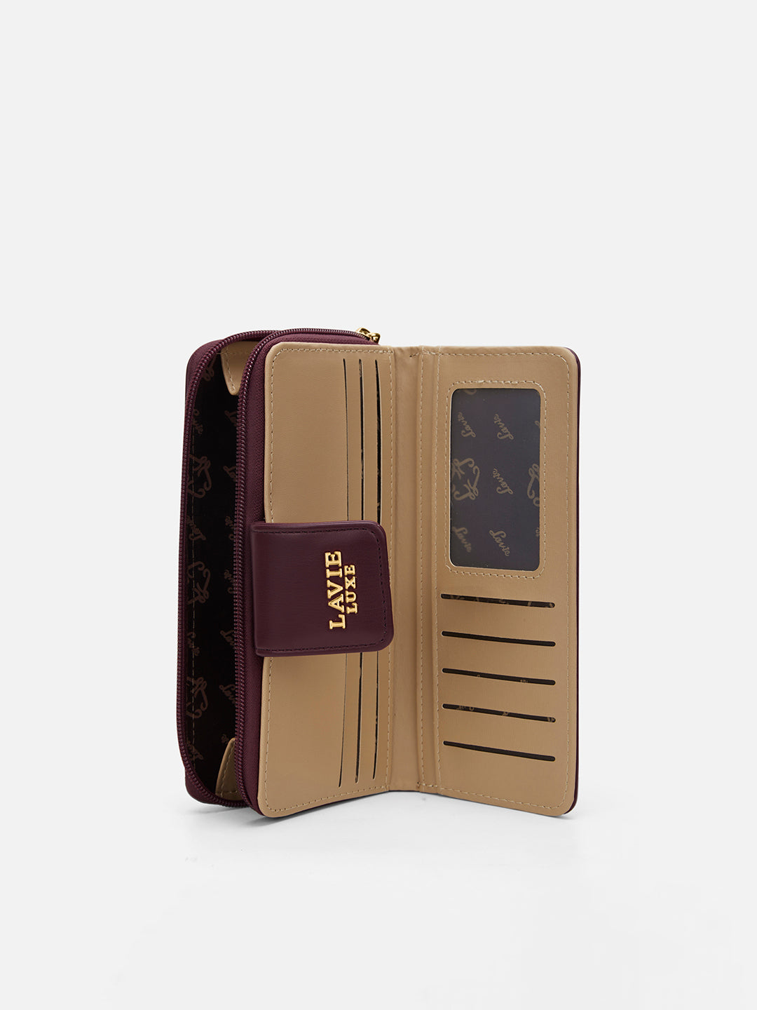 Lucie Emboss Bifold Ziparound Wallet Wine