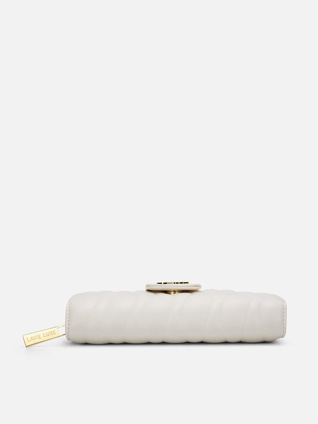 Lucie Emboss Bifold Ziparound Wallet Off White