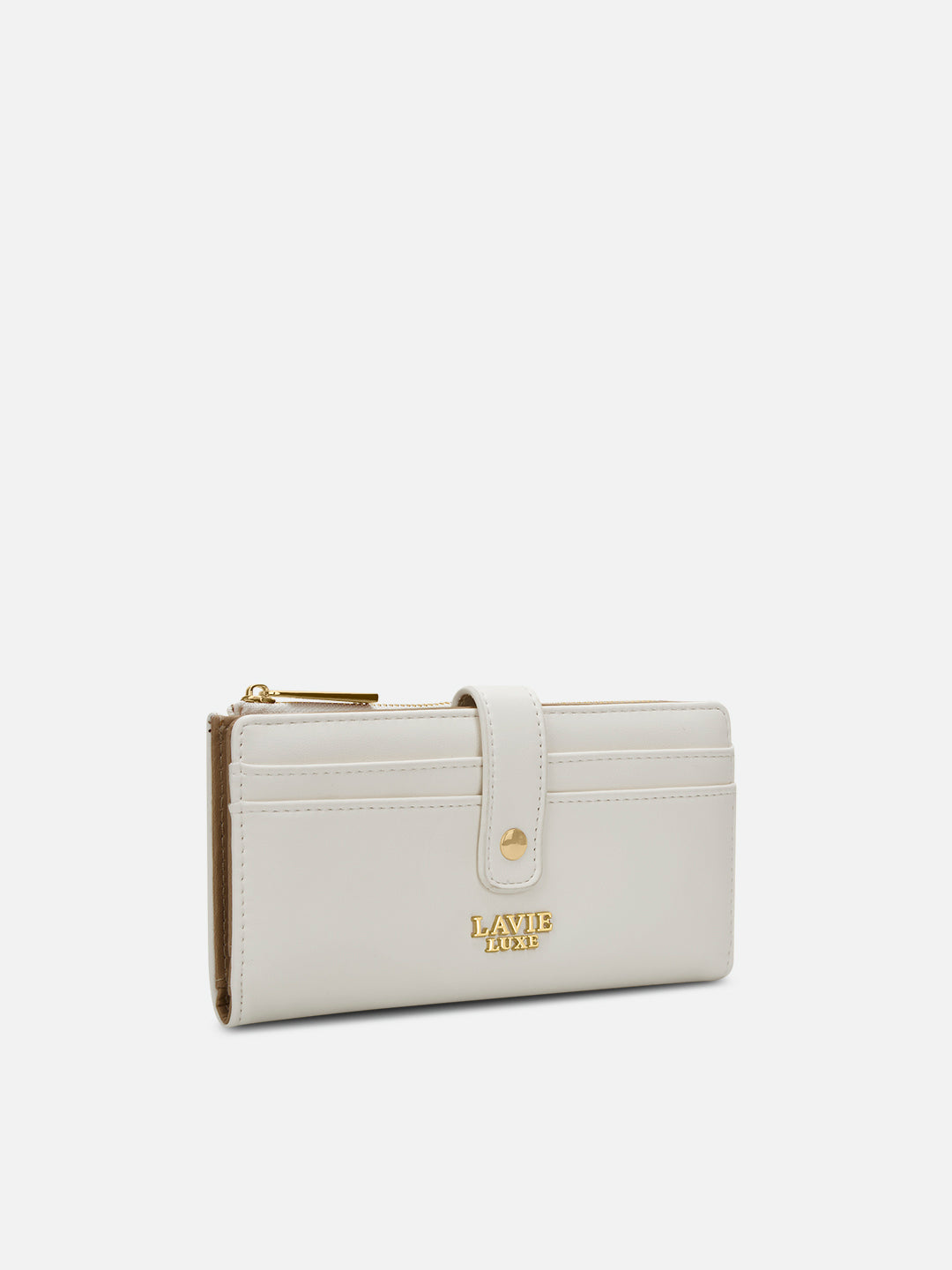 Alice Bifold Zip Large Wallet Off White