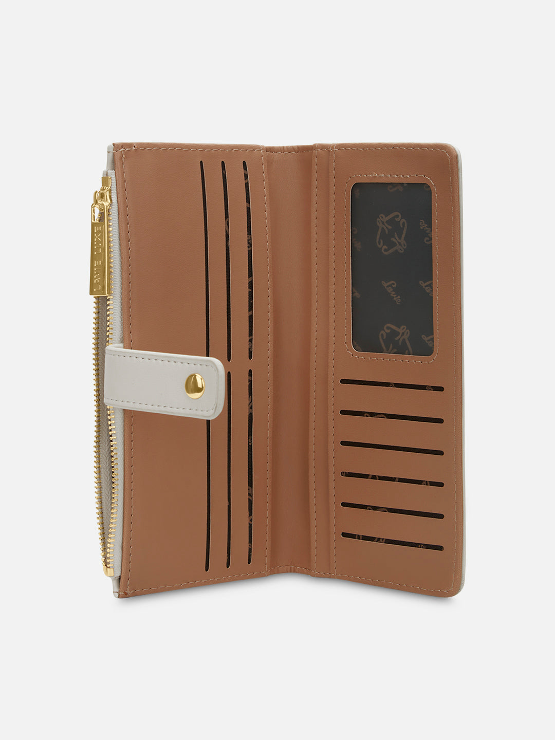 Alice Bifold Zip Large Wallet Off White