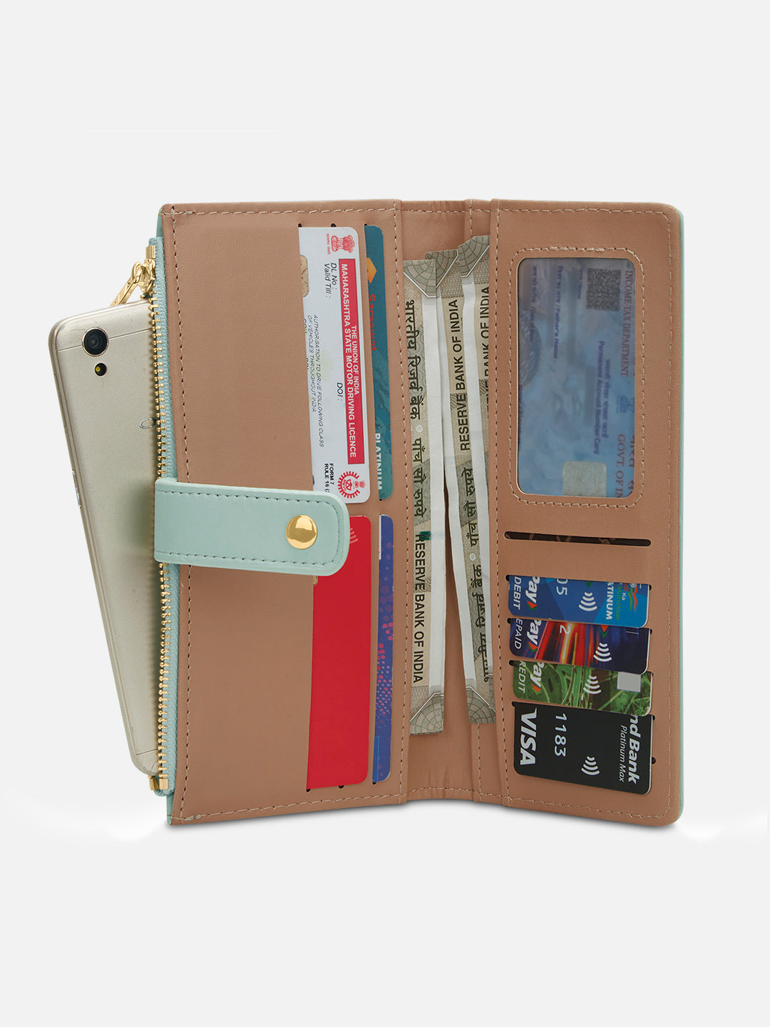 Alice Bifold Zip Large Wallet Mint
