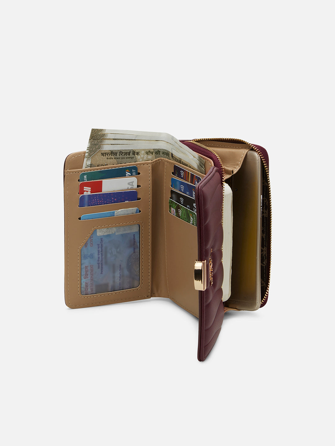 Lucie Emboss Trifold Medium Wallet Wine