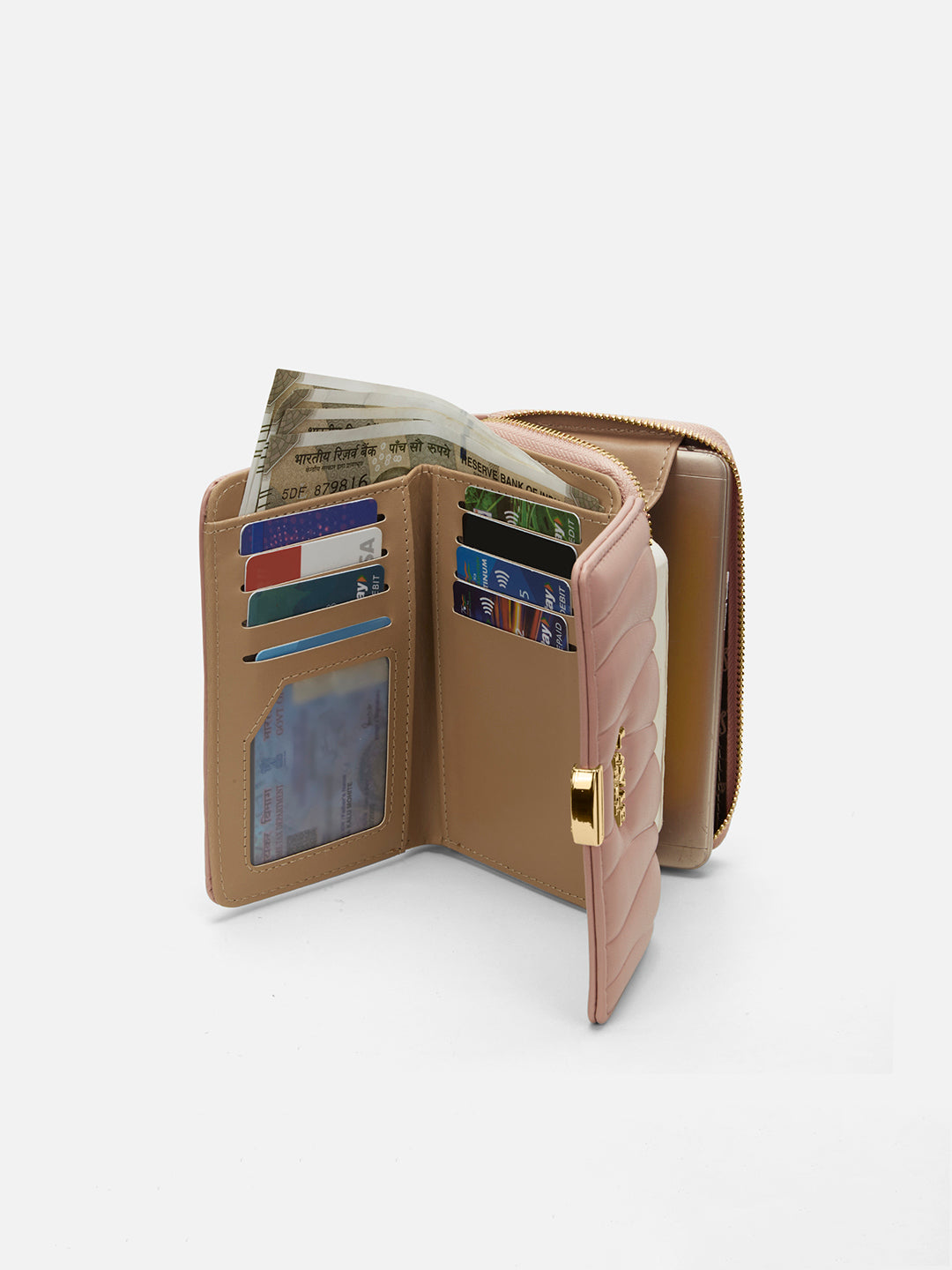Lucie Emboss Trifold Medium Mocha