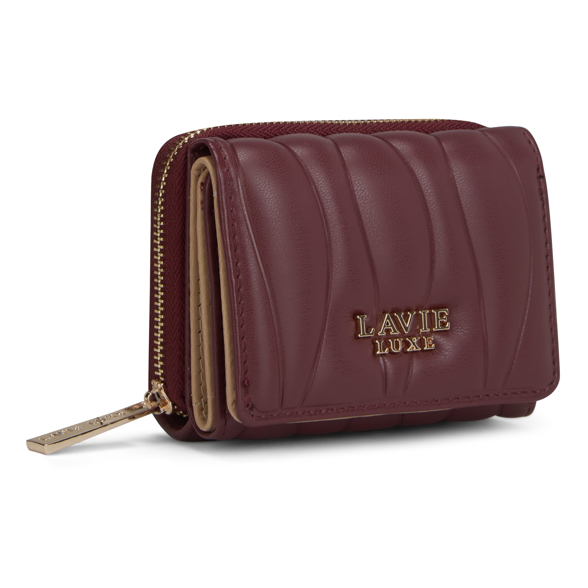 Lucie Emboss Trifold Small Wallet Wine