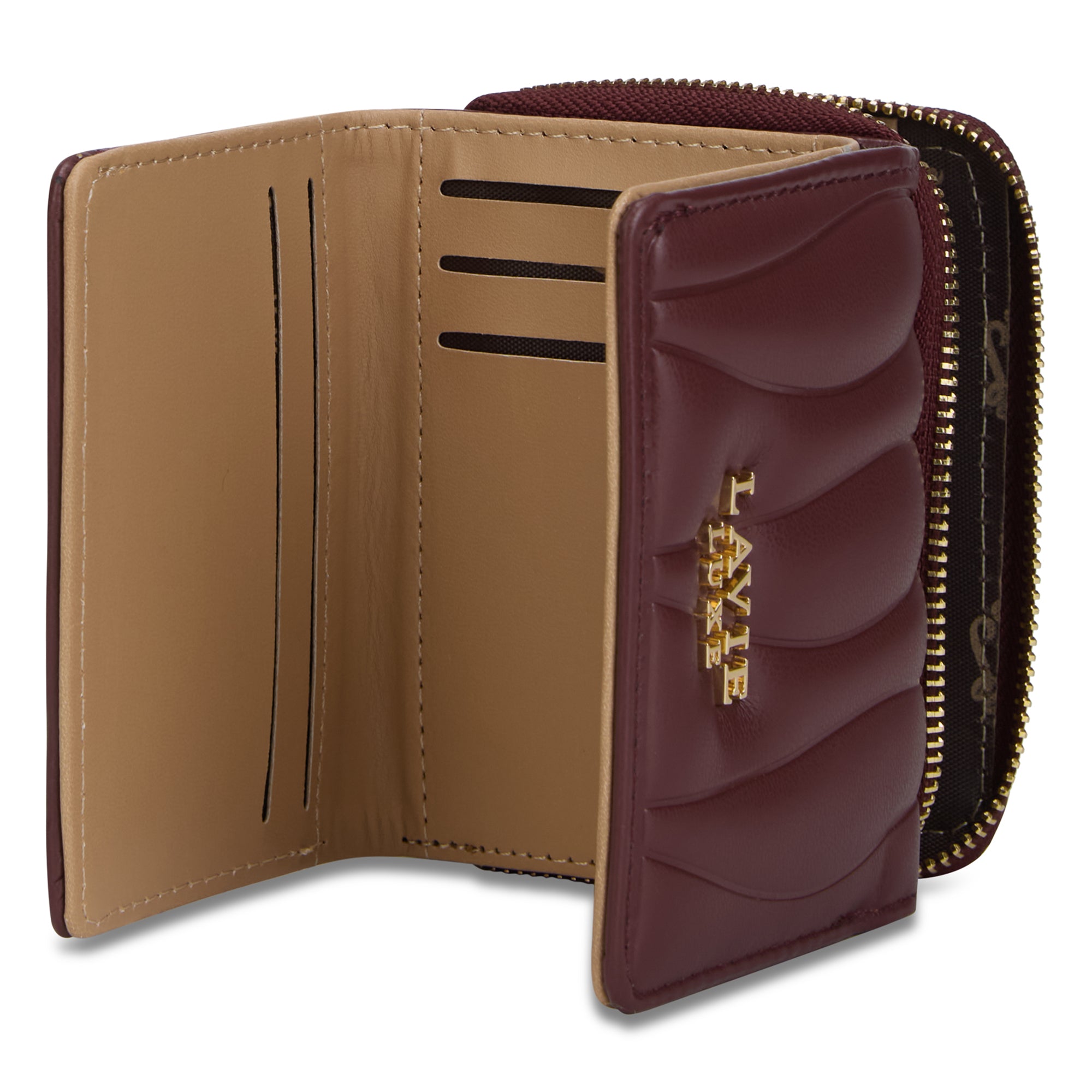 Lucie Emboss Trifold Small Wallet Wine