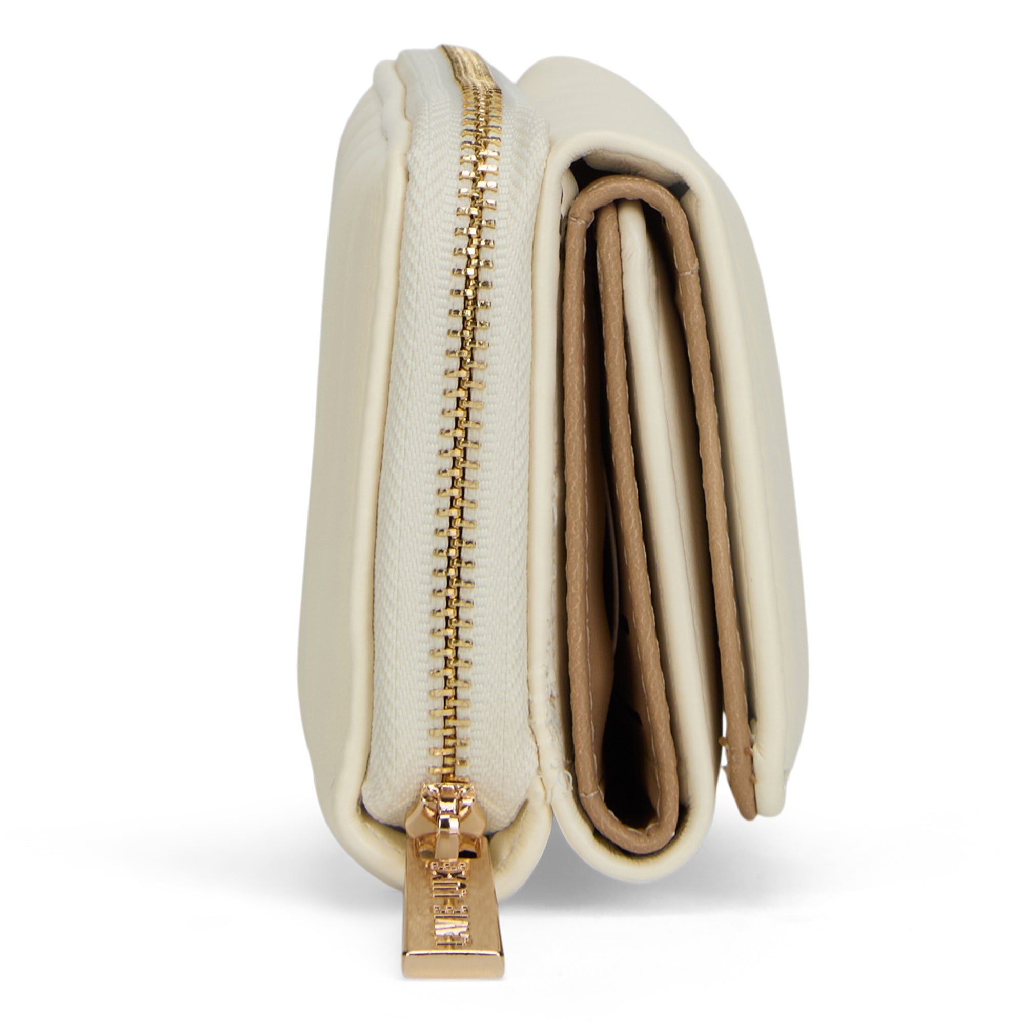 Lucie Emboss Trifold Small Wallet Off White
