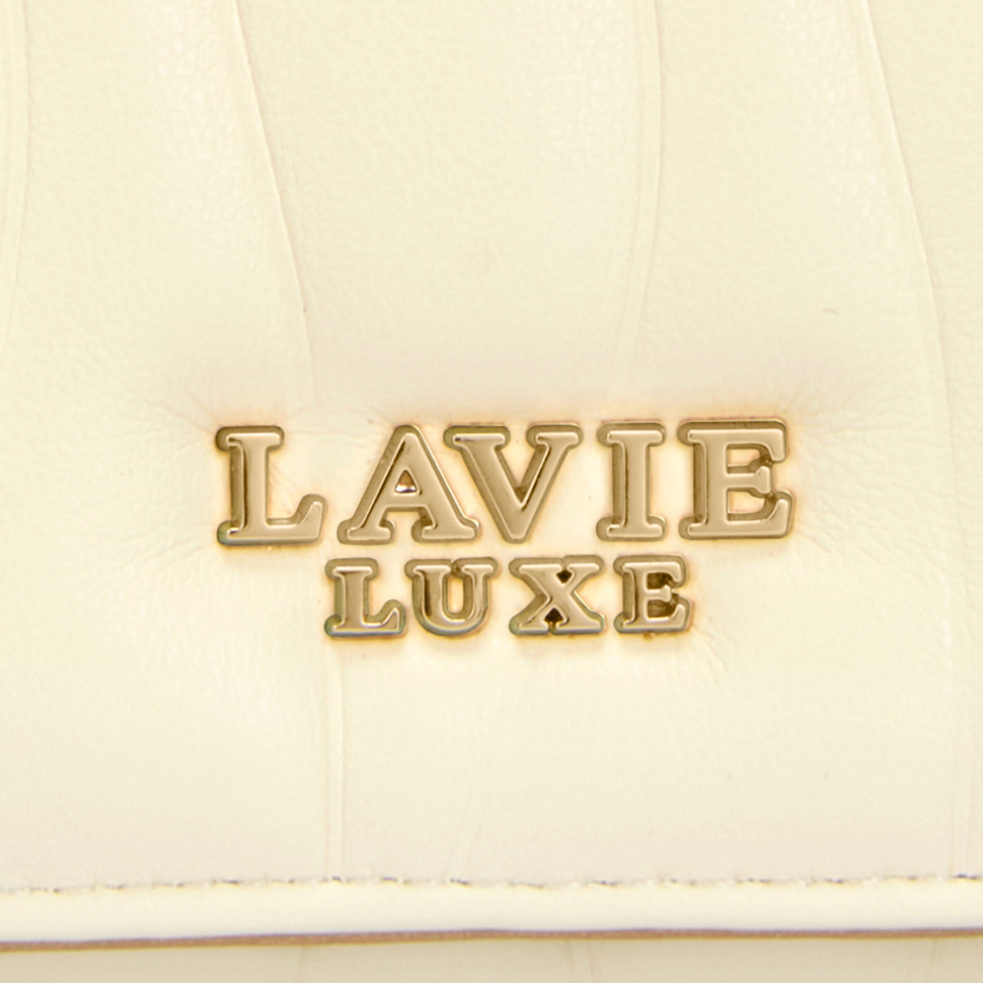 Lucie Emboss Trifold Small Wallet Off White