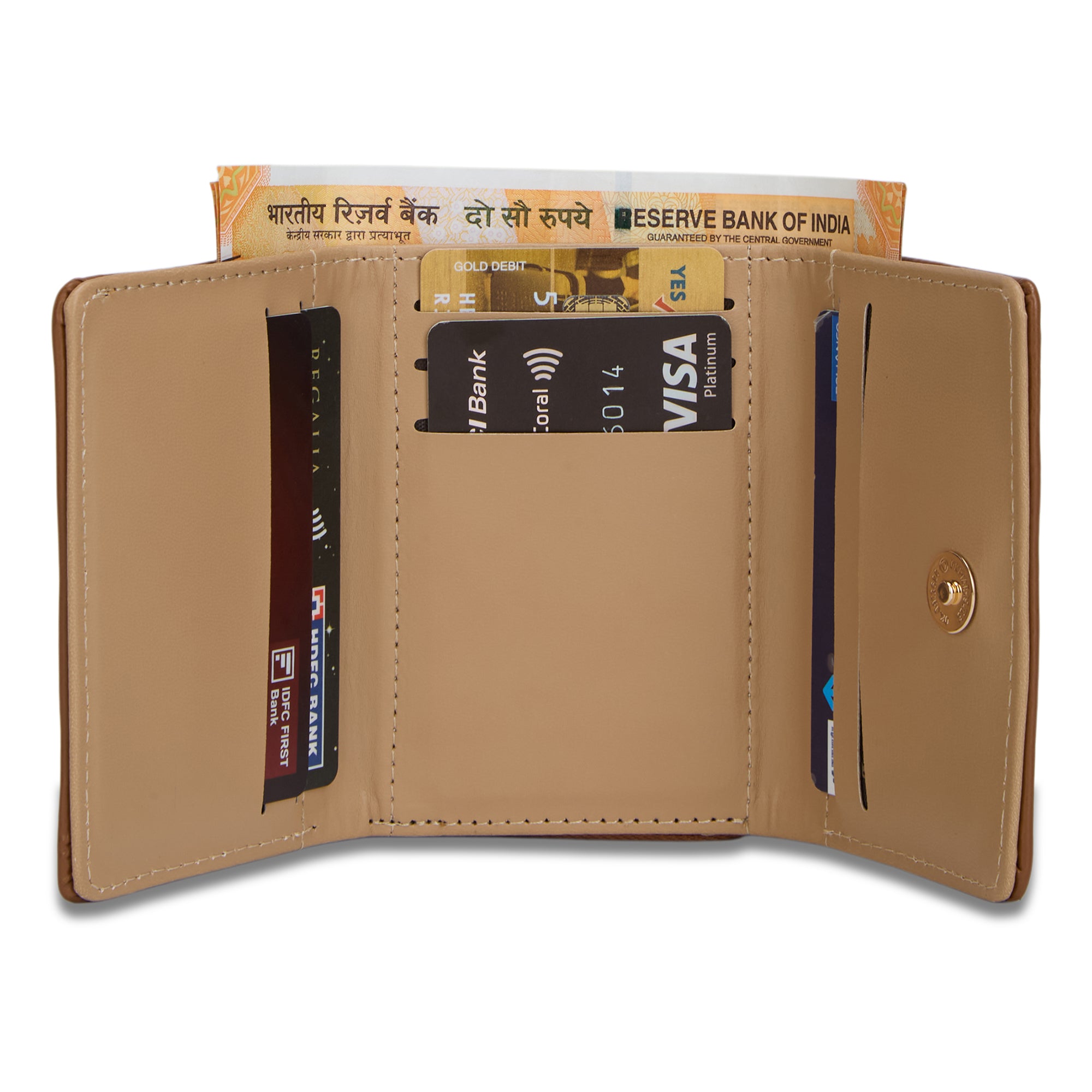 Lucie Emboss Trifold Small Tan