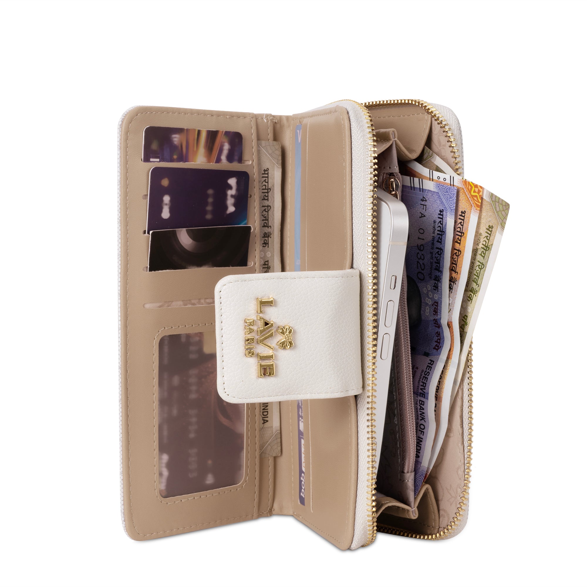 Mono Marie Bifold Zip Around Wallet Ivory
