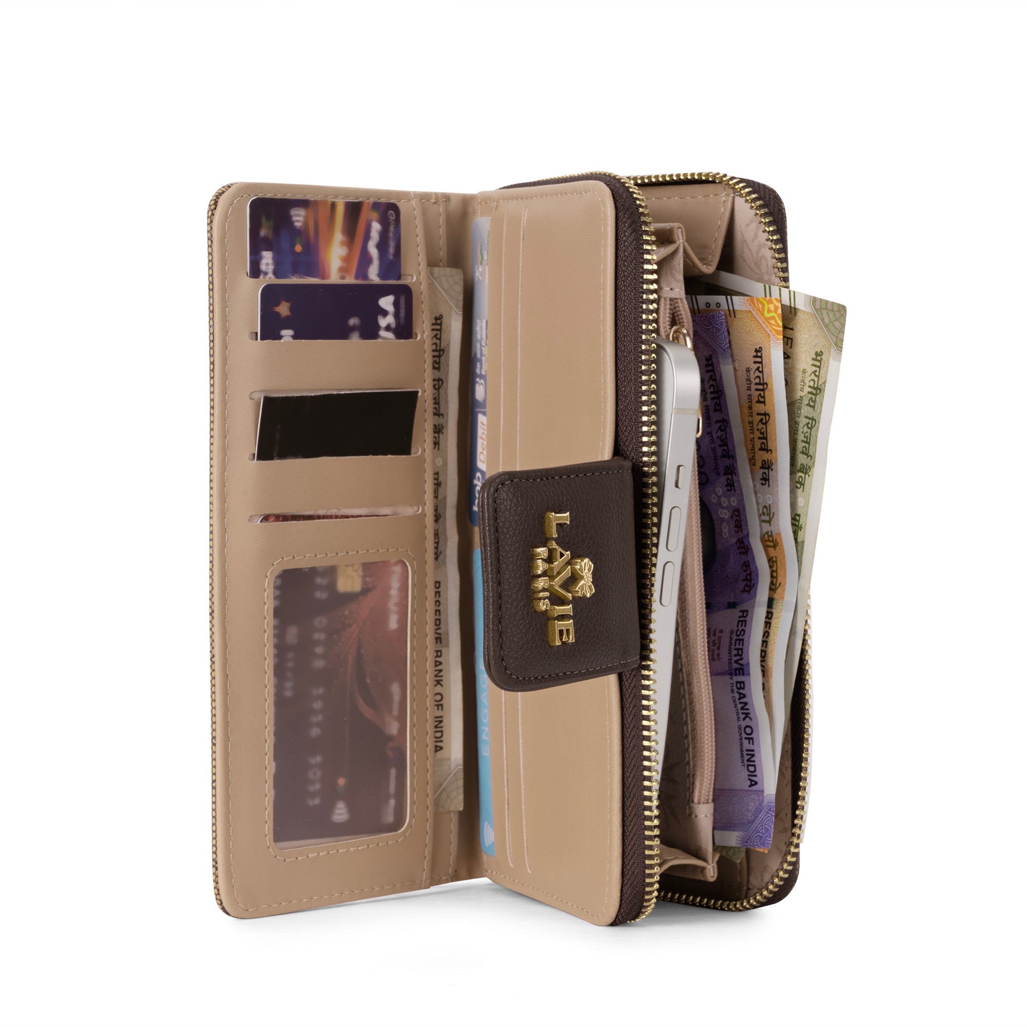 Mono Marie Bifold Zip Around Wallet Latte