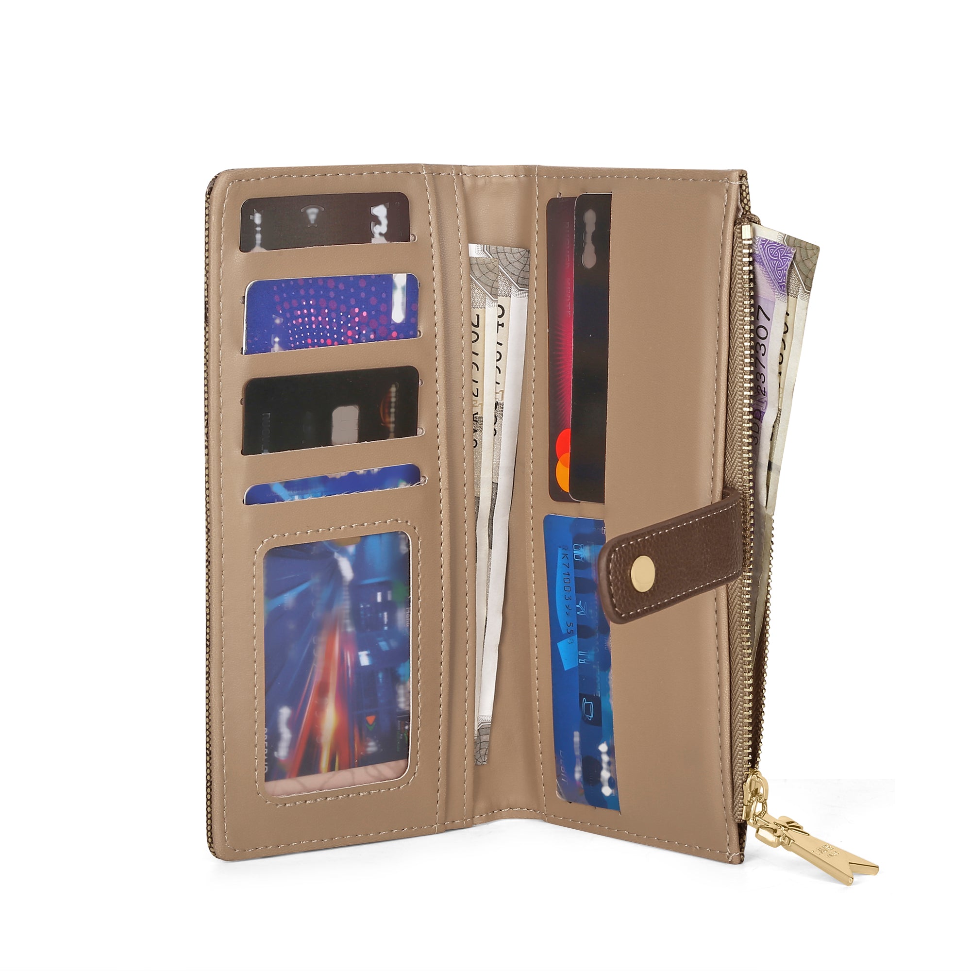 Mono Marice Bifold Zip Wallet Latte