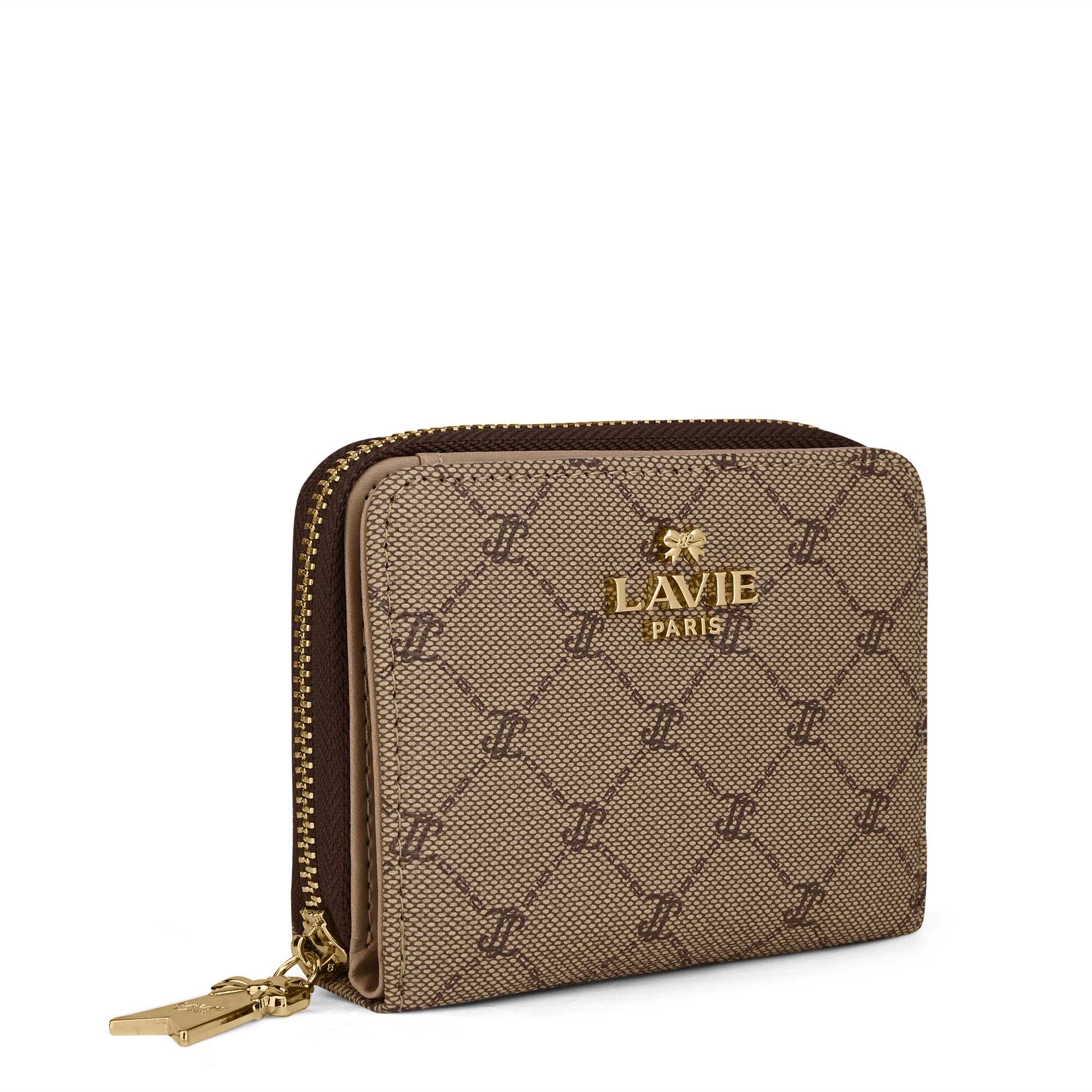 Mono Lynette Flap Zip Around Wallet Latte