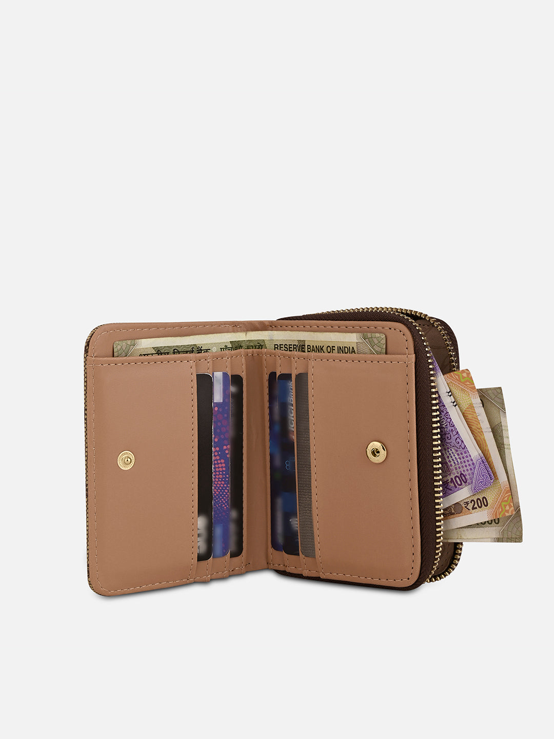Mono Lynette Flap Zip Around Wallet Latte