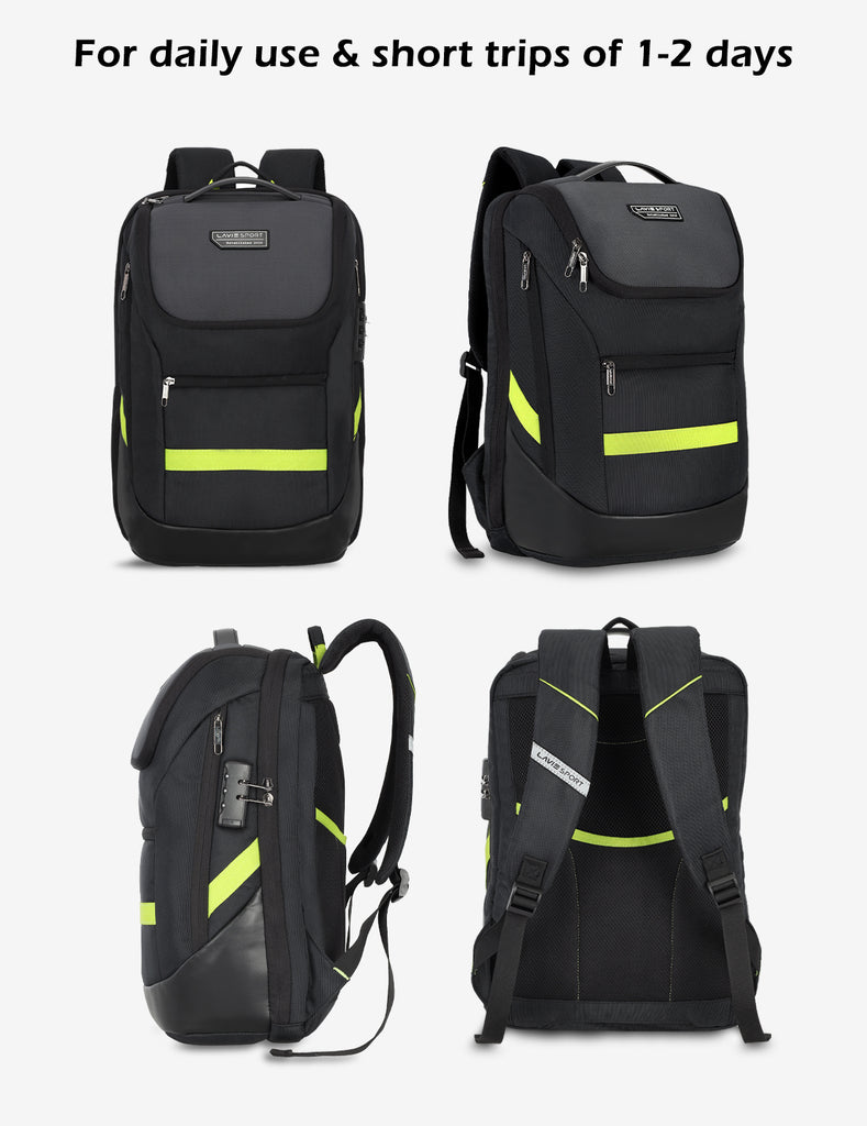 Lavie Sport Emperor 32L Anti-theft & Laptop Backpack For Men & Women |Boys & Girls Black/Grey - Lavie World