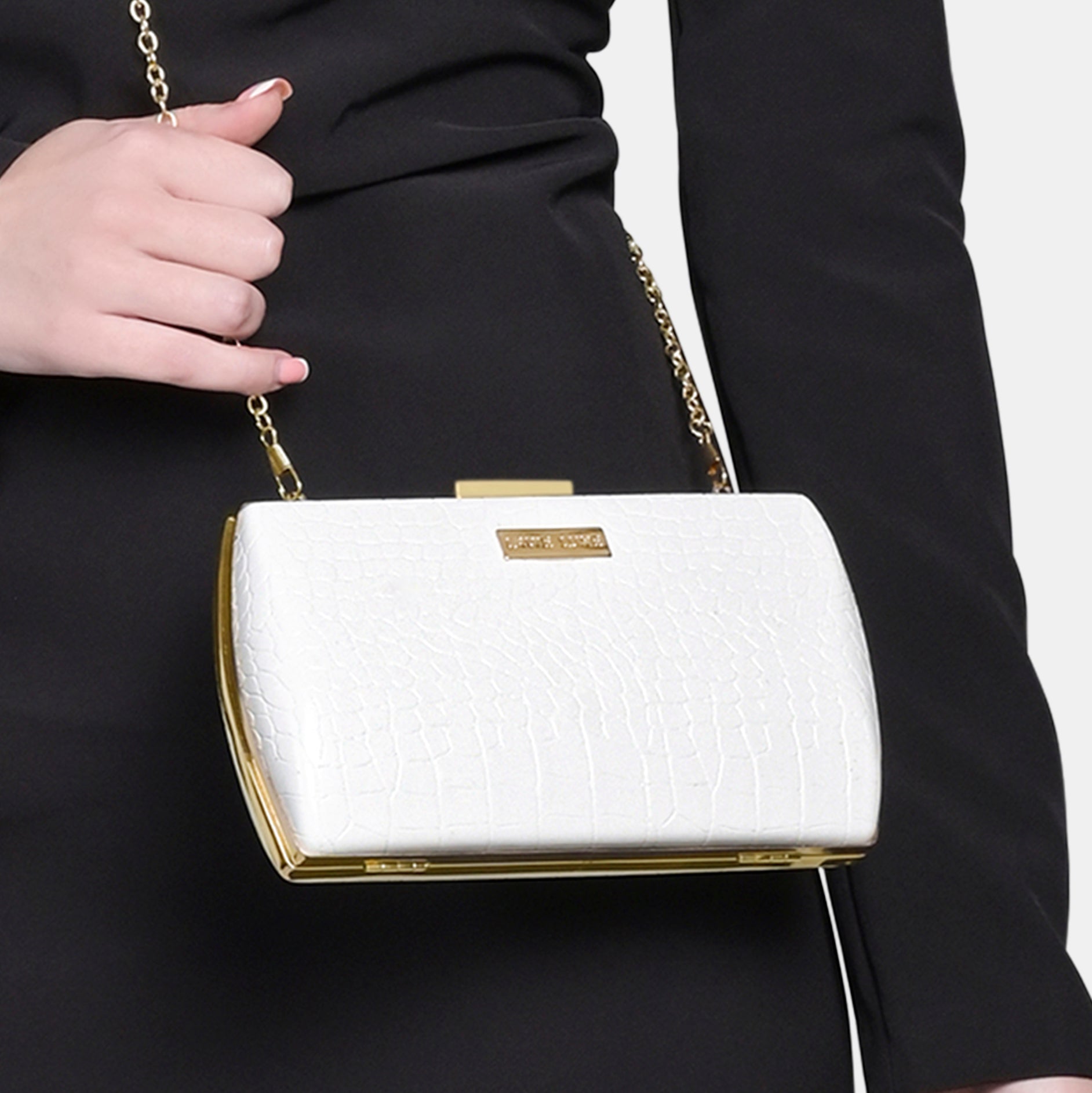 Lavie Luxe Trapez Women's Satchel Bag Medium Off White