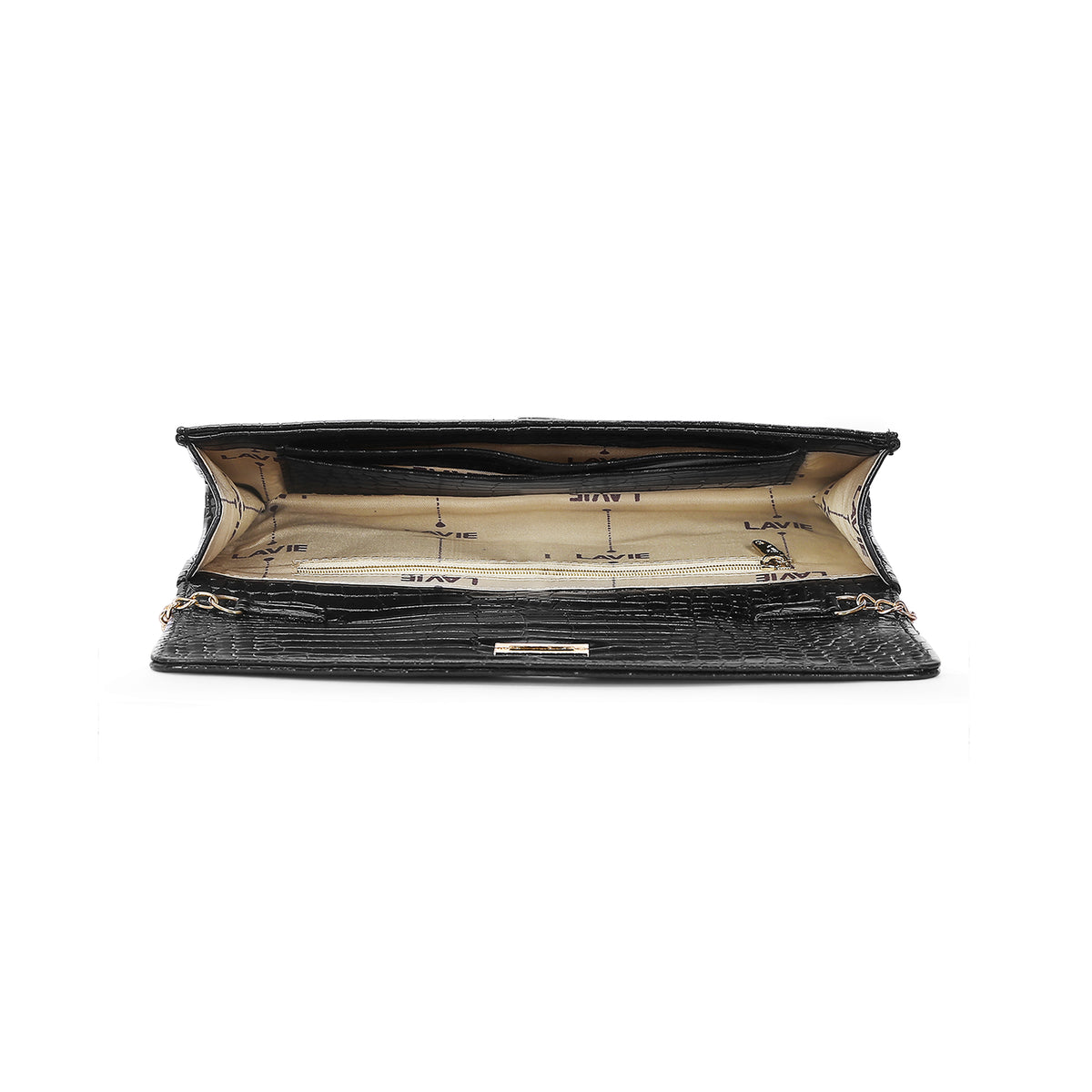Lavie Luxe Glossy Dino Women's Envelope Clutch Purse Large Black