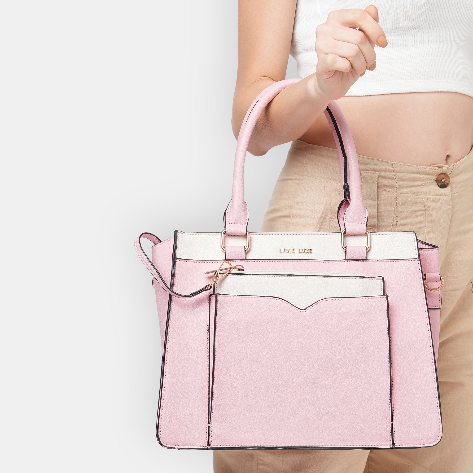 Lavie Luxe Yalon23 Women's Satchel Bag Medium Light Pink