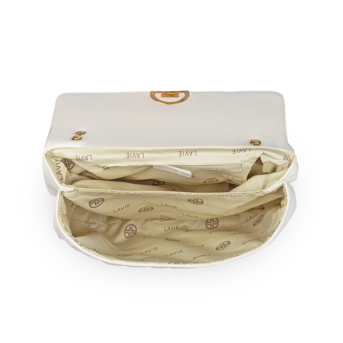 Lavie Luxe Eden Women's Flap Satchel Bag Large Off White