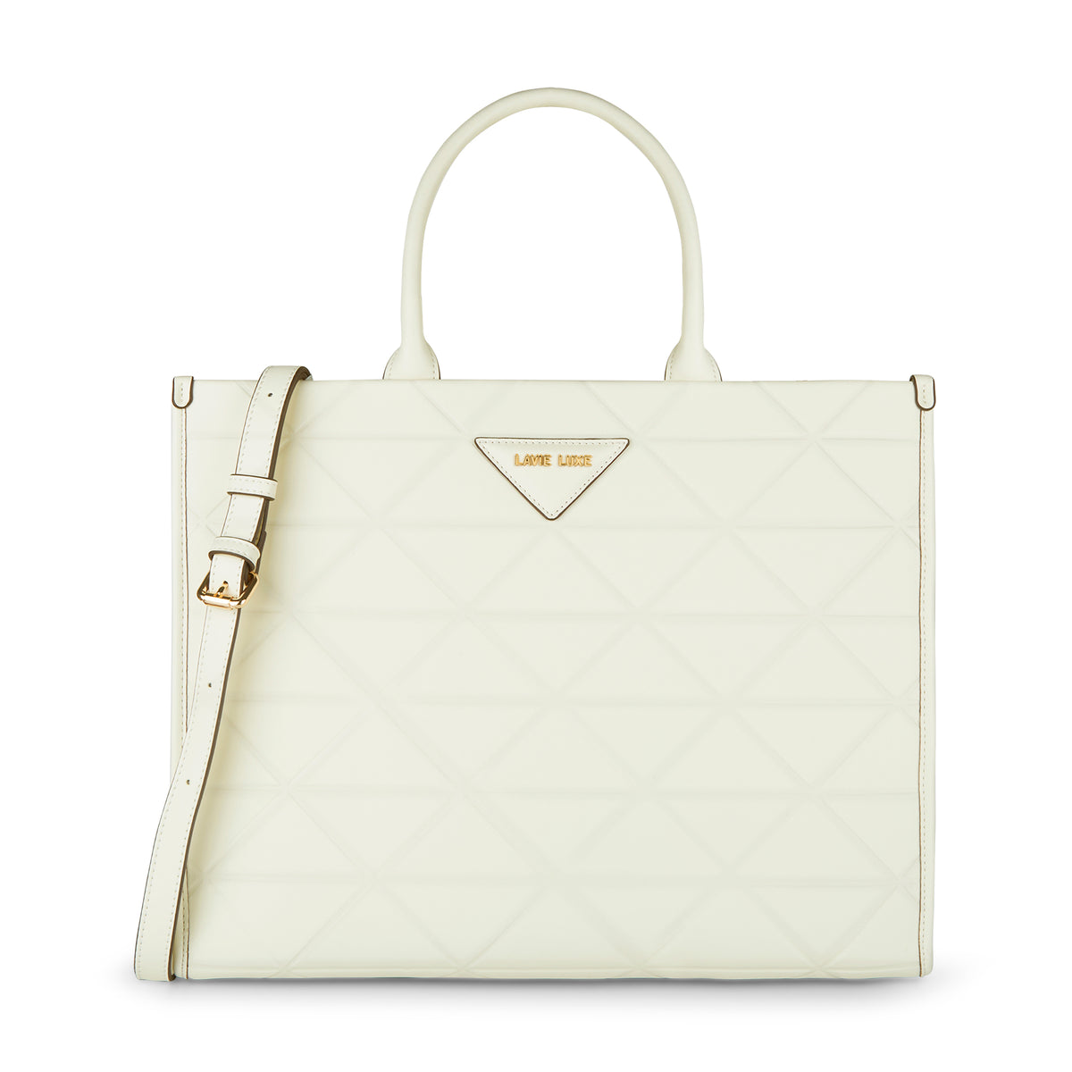 Lavie Luxe Mona Box XL Satchel Bag Extra Large Off White