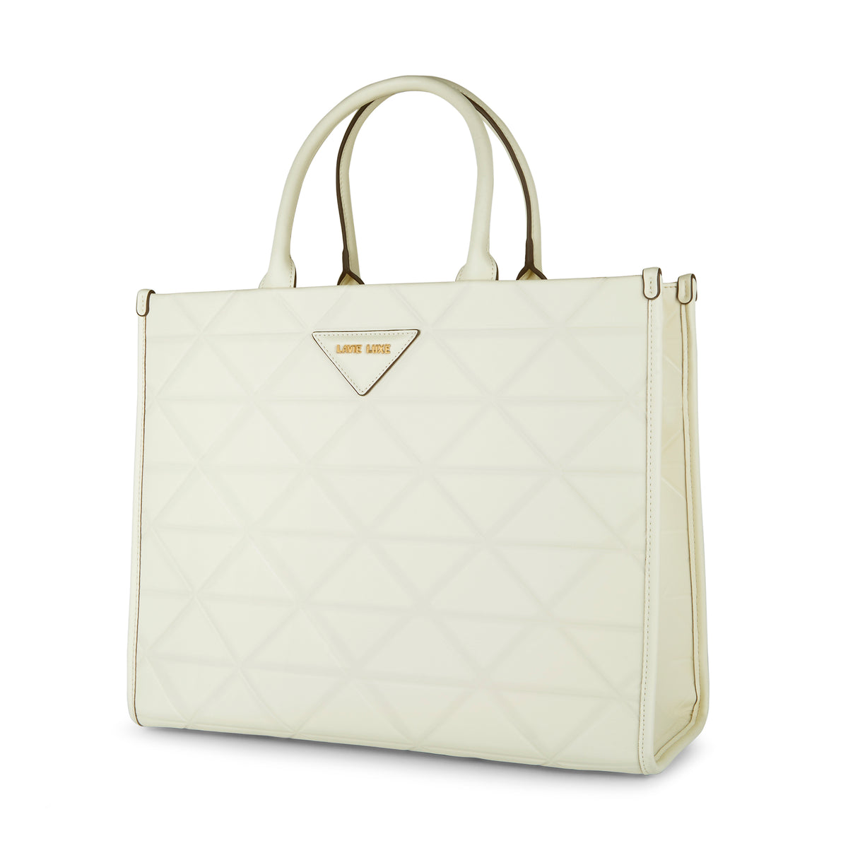 Lavie Luxe Mona Box XL Satchel Bag Extra Large Off White