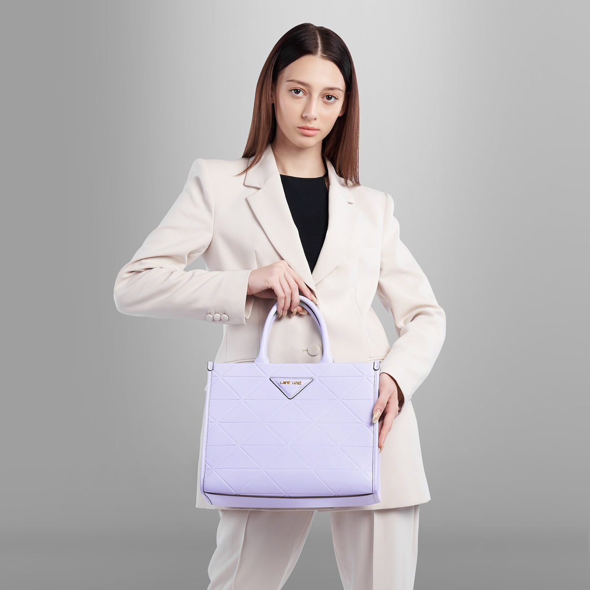 Lavie Luxe Mona Box Satchel Bag Large Lilac