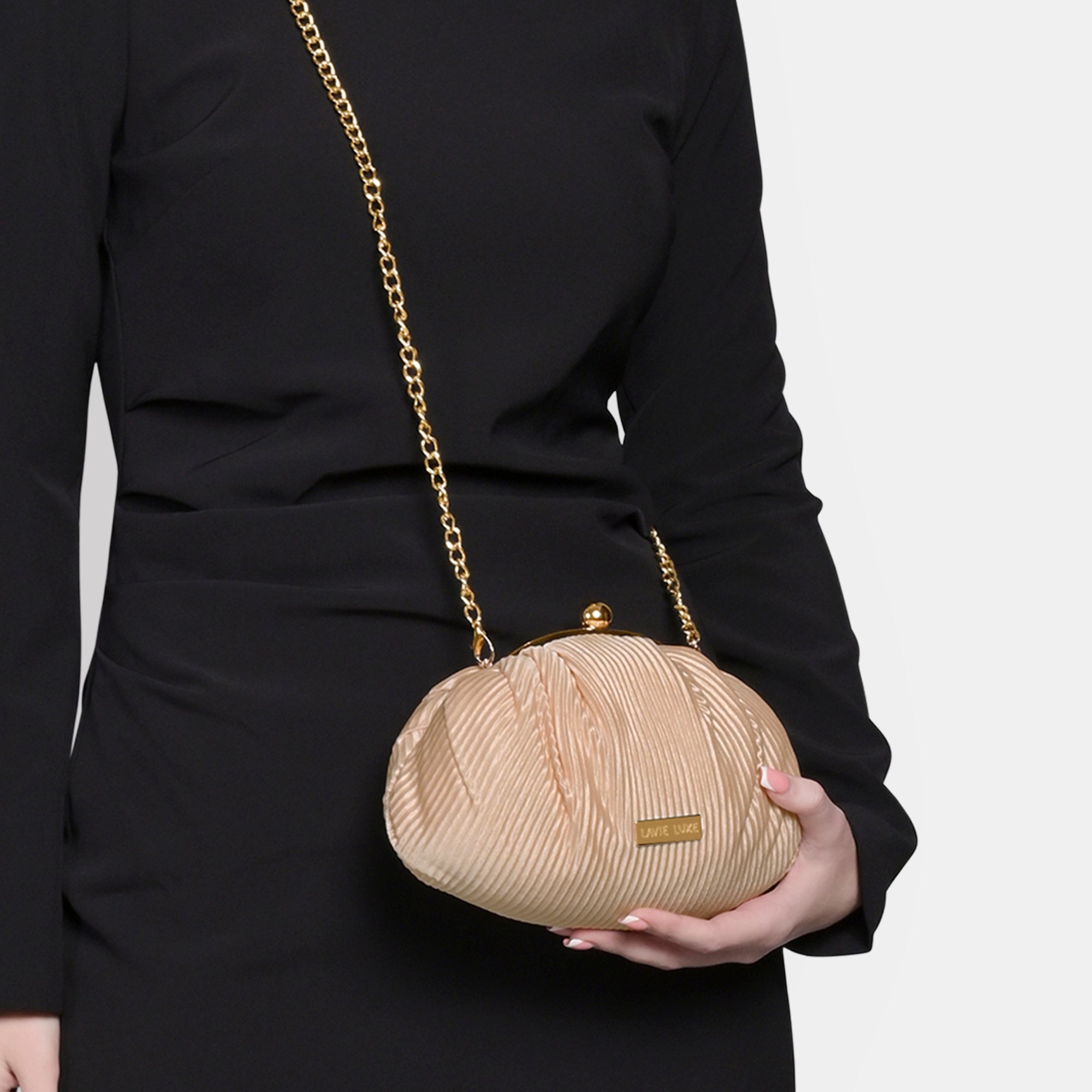 Lavie Luxe Trapez Women's Satchel Bag Medium Off White