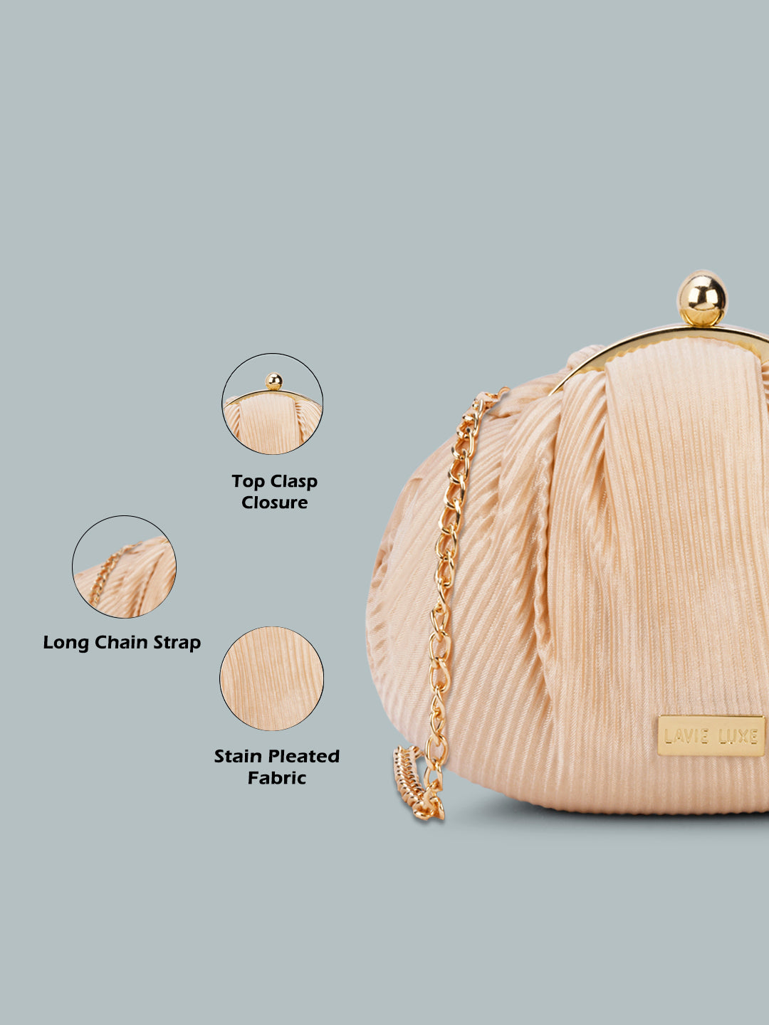 Lavie Luxe Pleated Women's Frame Clutch Purse Large Maroon