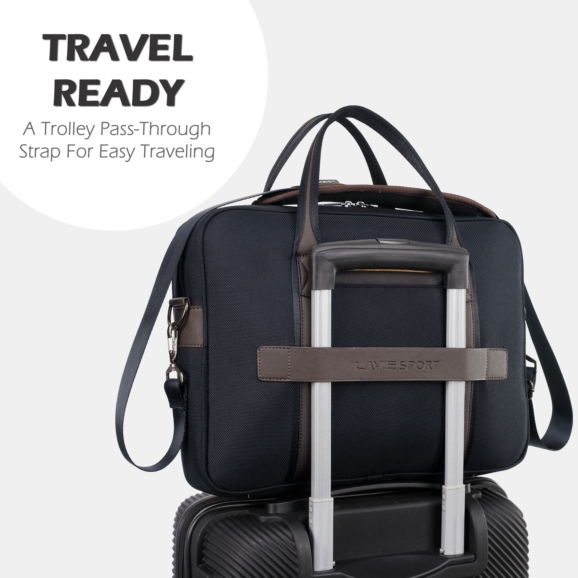 Elevate Briefcase Multifunctional Laptop Bag Charcoal Blue