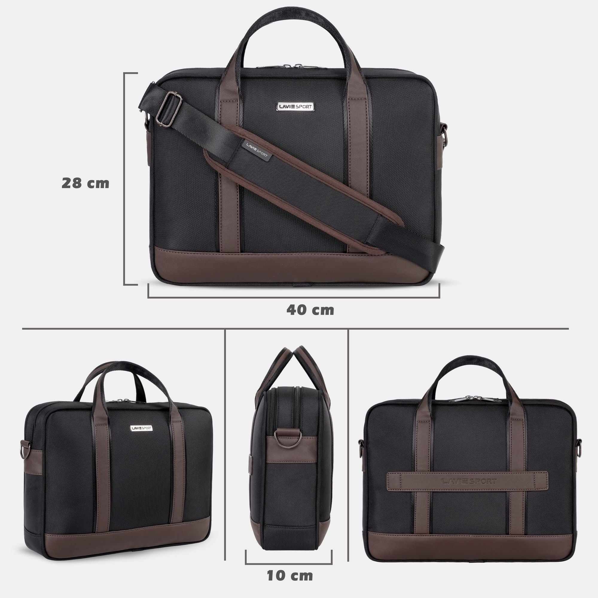 Magnate Briefcase Multifunctional Laptop Bag Black/Choco