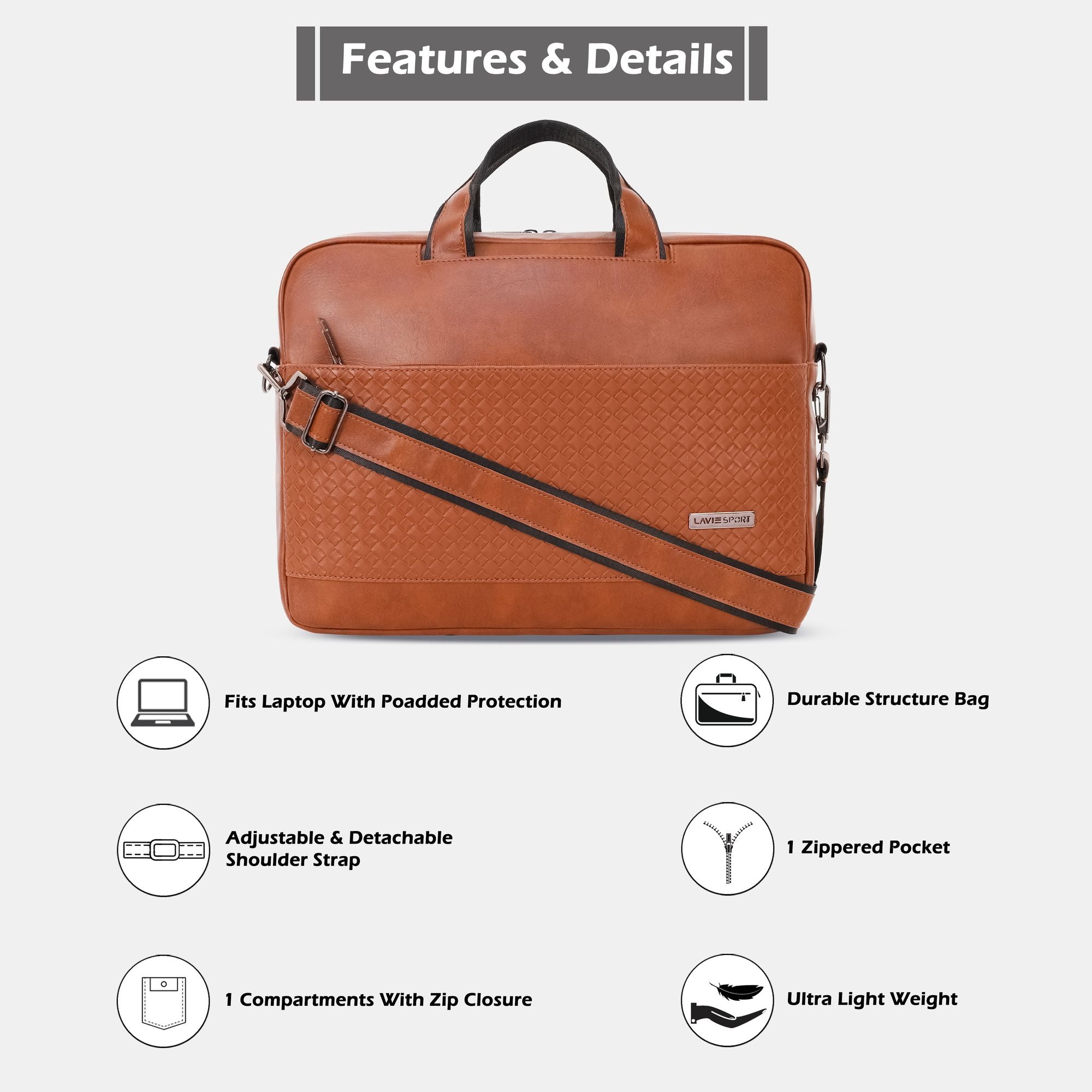 Highlander Briefcase Multifunctional Laptop Bag Tan