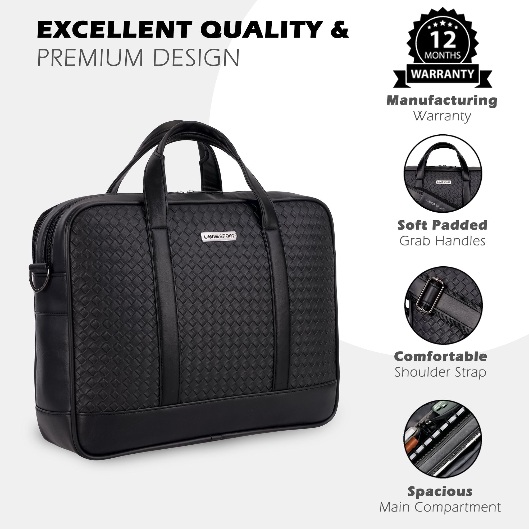 Magnate Briefcase Multifunctional Laptop Bag Black