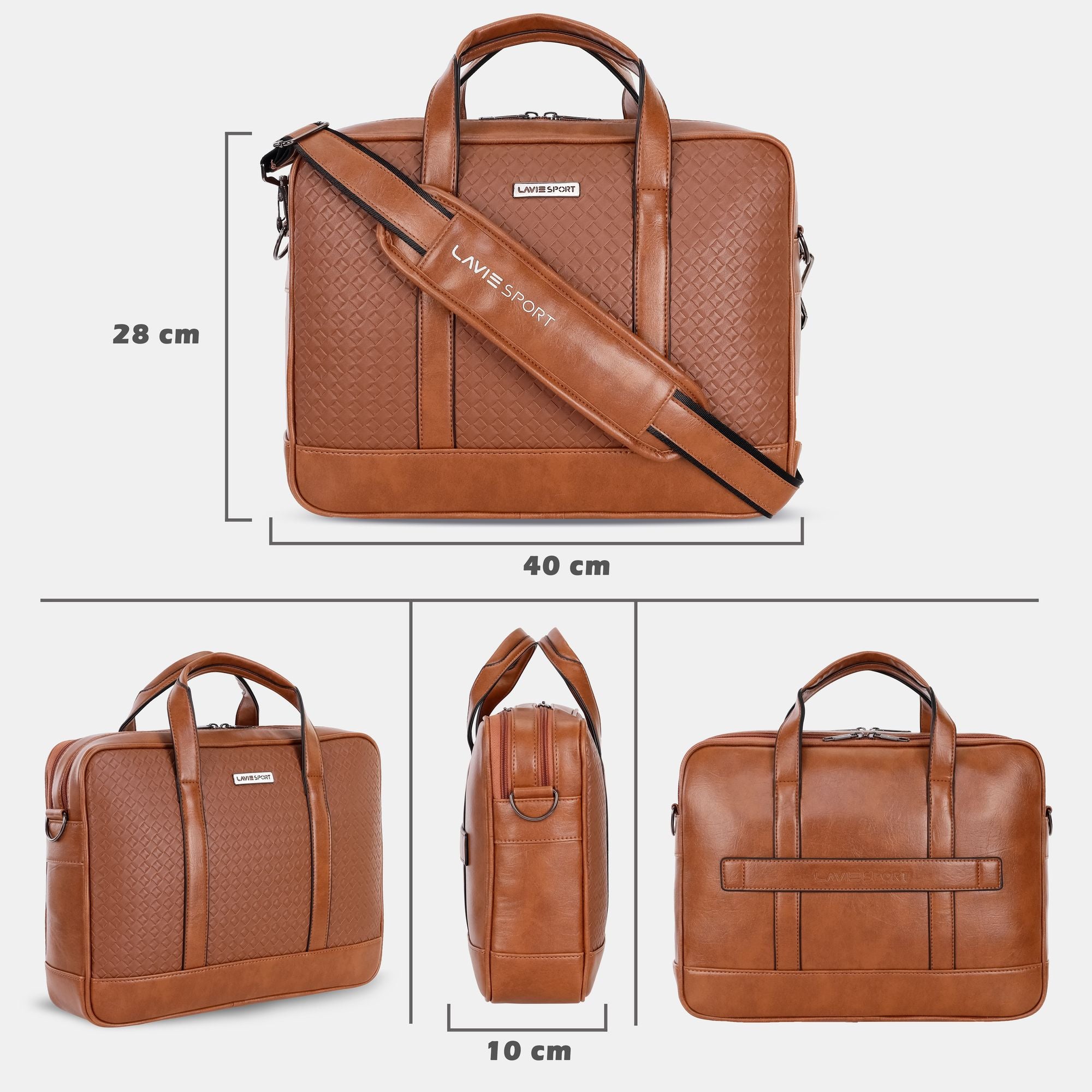 Magnate Briefcase Multifunctional Laptop Bag Tan