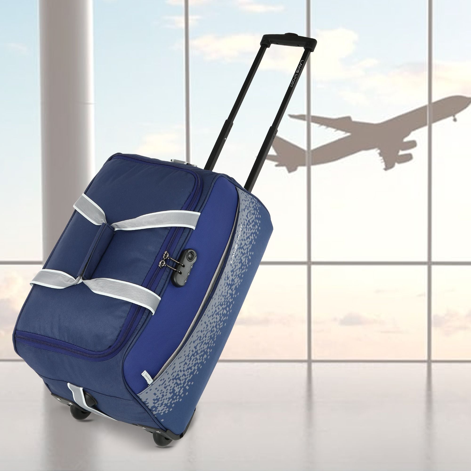 Lavie Sport Large Combo Size 53+63 Cm Litre Pixel Wheel Duffle Bag| Navy - Lavie World