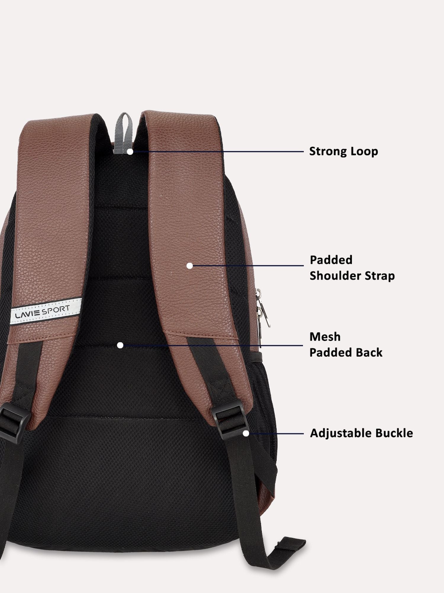 Lavie Sport Mode Gear 30L Laptop Backpack For Men & Women Brown - Lavie World