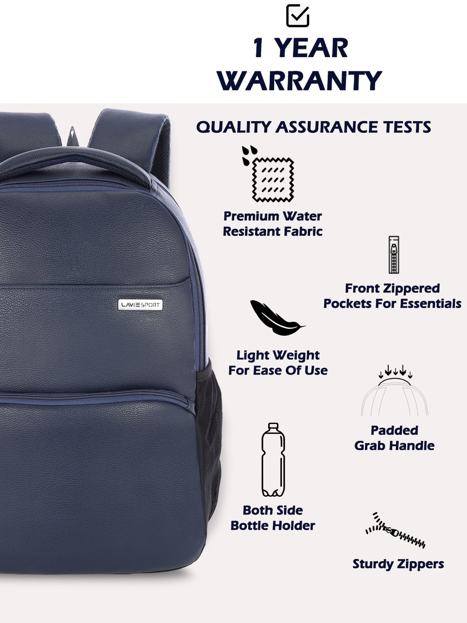 Lavie Sport Mode Gear 30L Laptop Backpack For Men & Women Navy - Lavie World