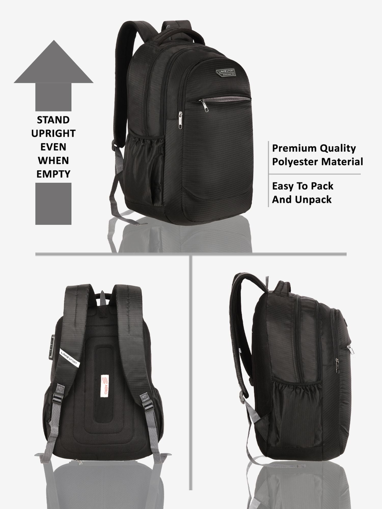 Lavie Sport Graphene 32L Laptop Backpack For Men & Women Black - Lavie World