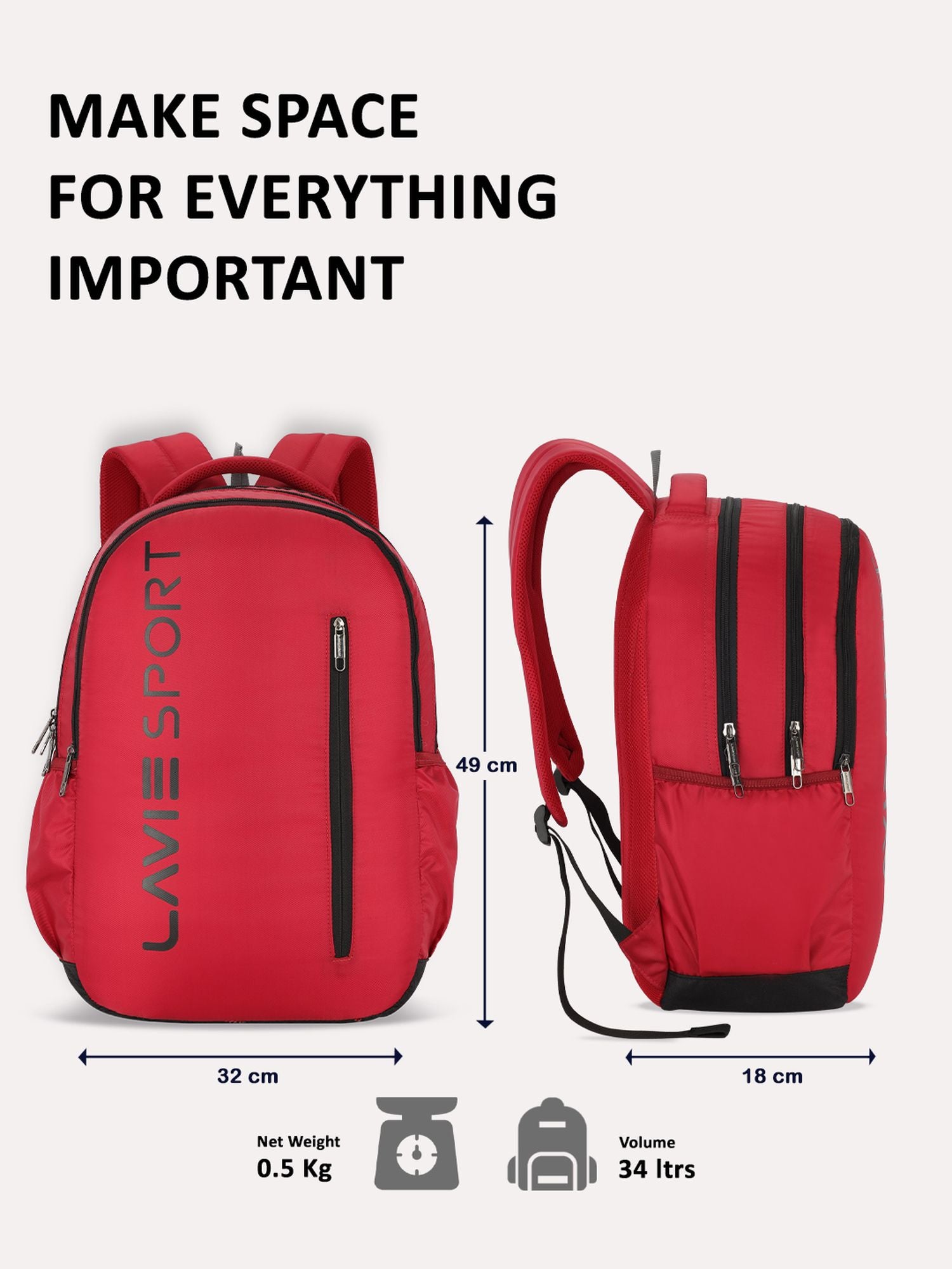 Lavie_Sport_Engrave_34L_Laptop_Backpack_For_Boys_&_Girls_|Unisex_Casual_Bag_for_Men_&_Women_Red
