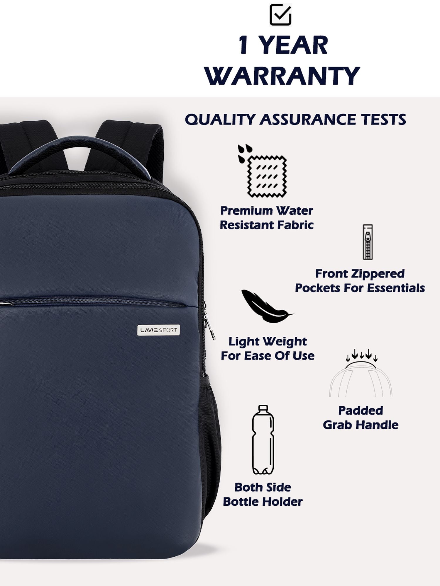 Lavie Sport Prodigy 22L Laptop Unisex Backpack For Men & Women|Casual Backpack for Girls & Boys Navy - Lavie World