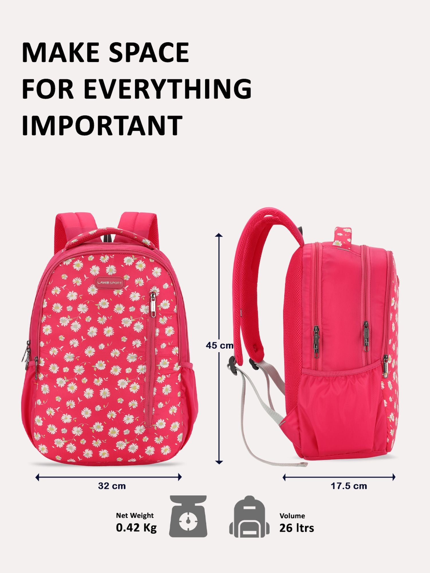 Lavie school bags pink shop