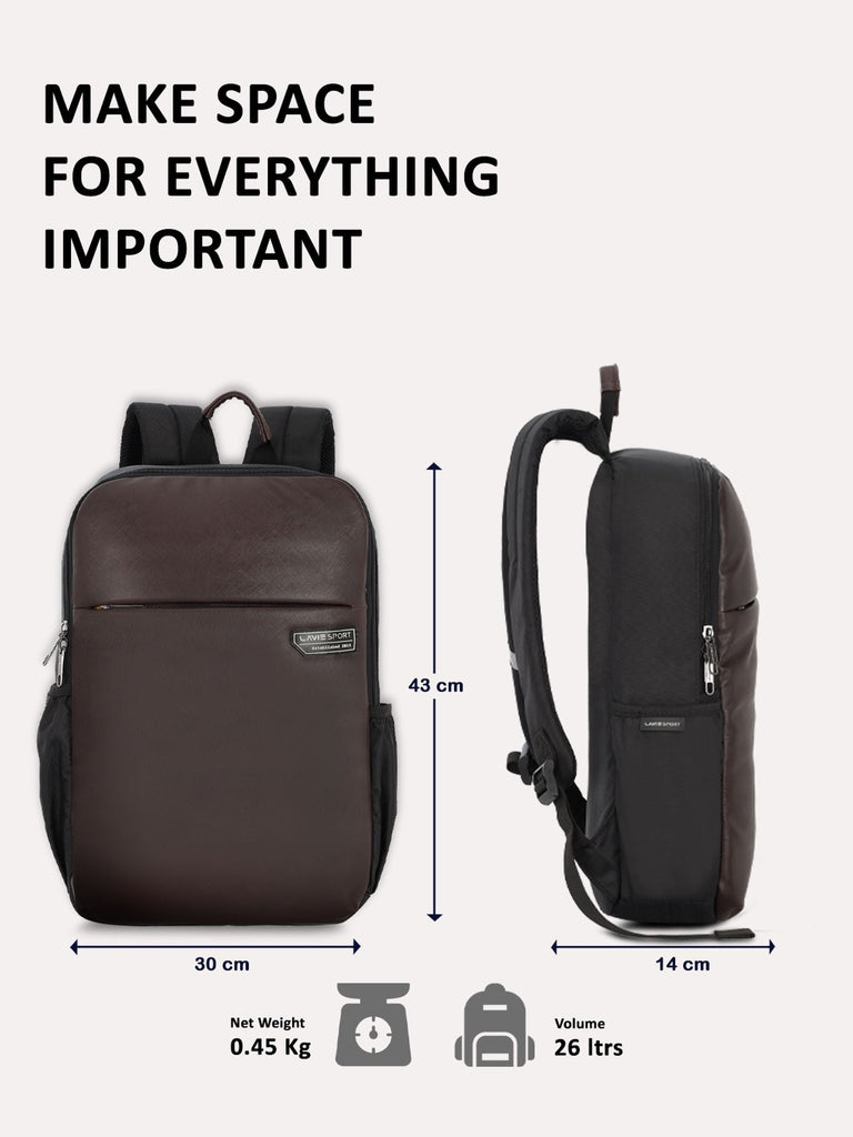 Lavie Sport Premier 21L Laptop Backpack For Men & Women Brown - Lavie World