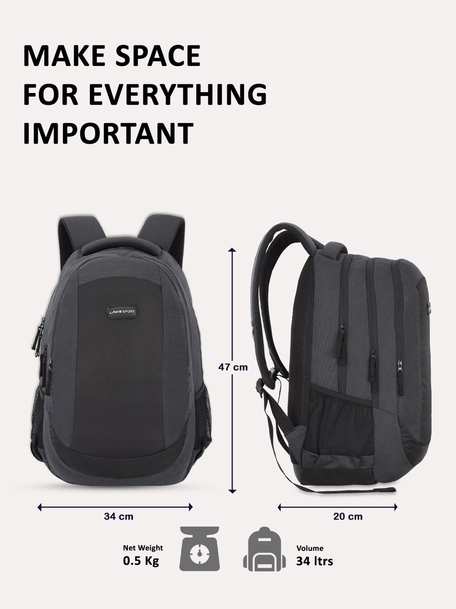 Lavie_Sport_Pinnacle_34L_Laptop_Backpack_For_Men_&_Women_|_College_Bag_For_Boys_&_Girls_Black