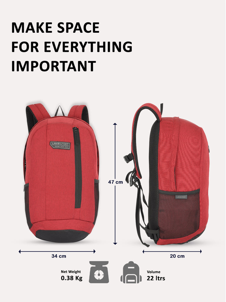 Lavie Sport 22L Ledge Casual Backpack for Girls and Boys|Men & Women Red