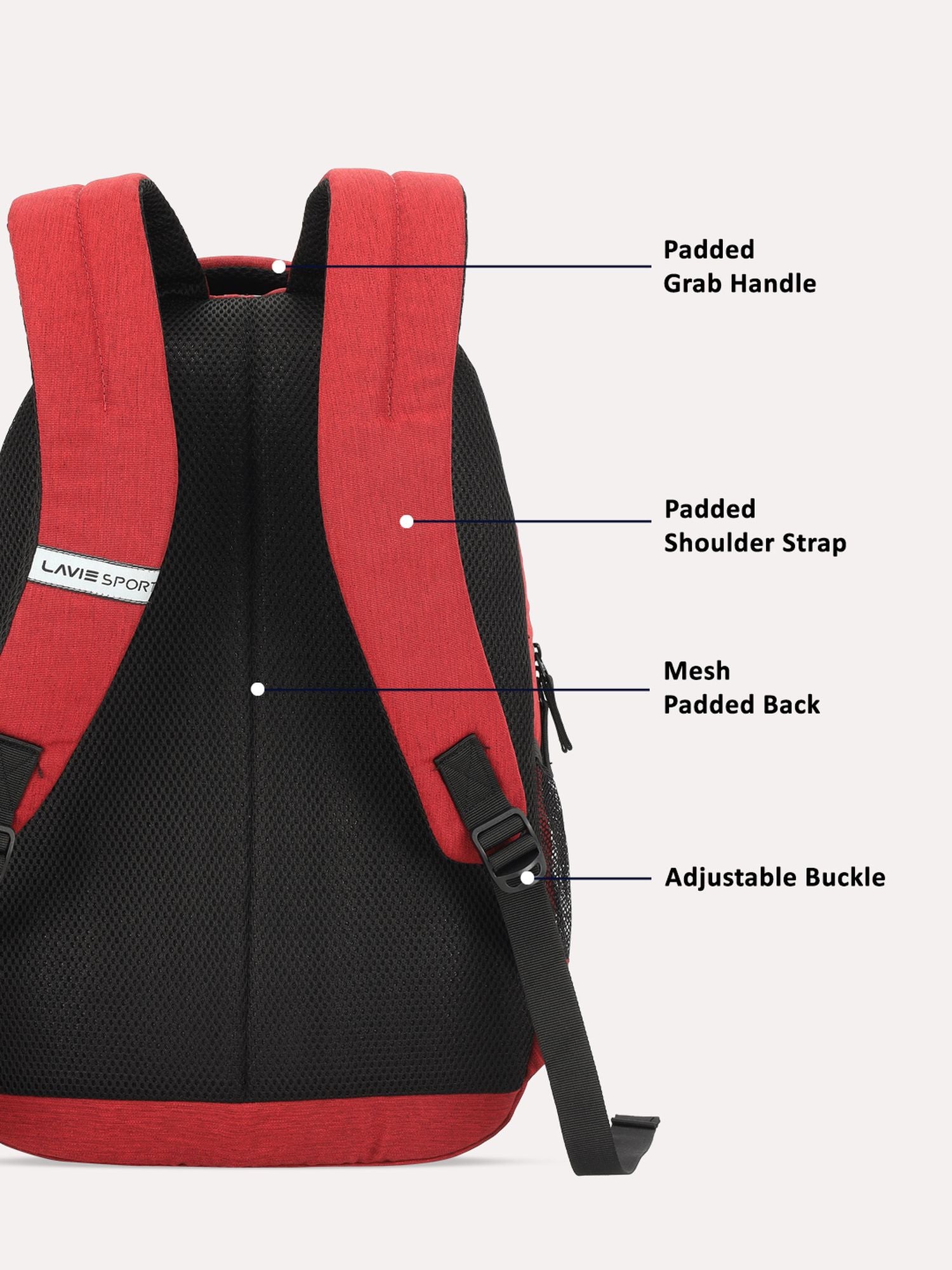 Lavie Sport Peak 34L Laptop Backpack For Men & Women |Boys & Girls Red - Lavie World