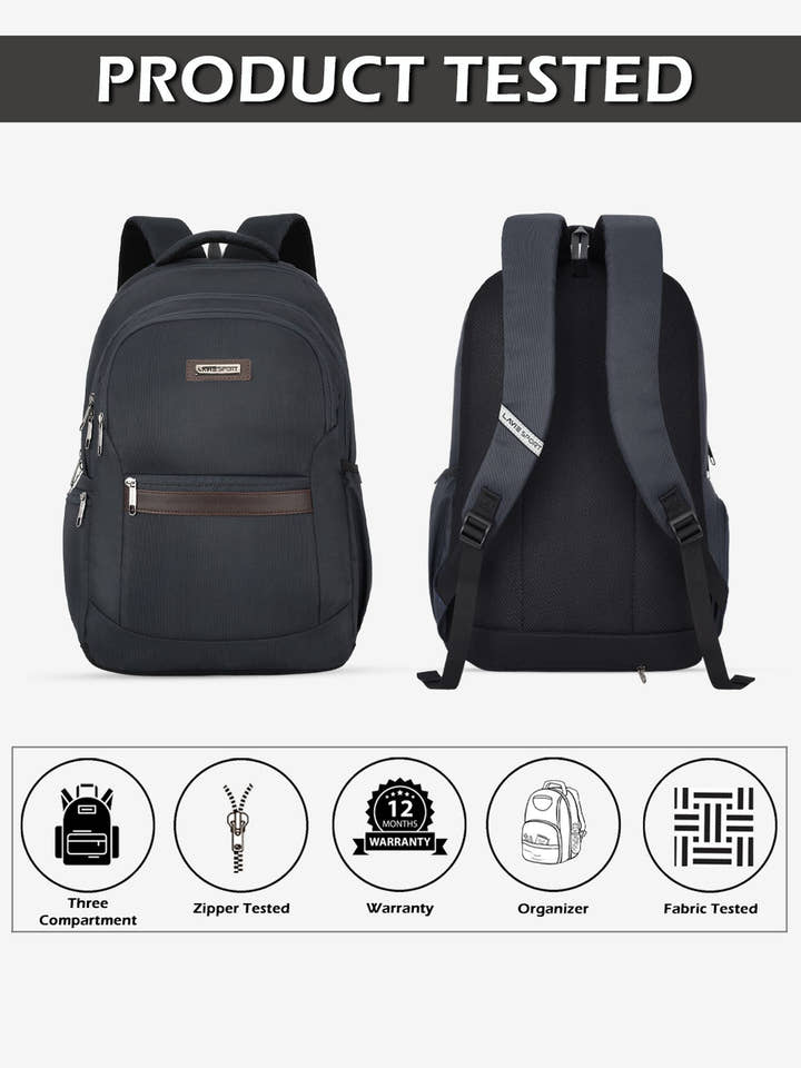 Lavie Sport Alliance Pro 37L Laptop Backpack with Raincover For Men & Women Navy