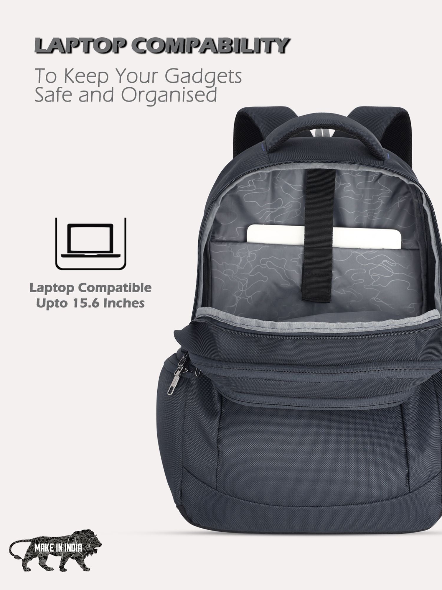 Lavie Sport Alliance Pro 37L Laptop Backpack with Raincover For Men & Women Navy