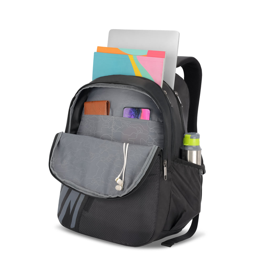 Lavie Sport Lance 37L College Bag For Boys & Girls|Backpack For Men & Women Black