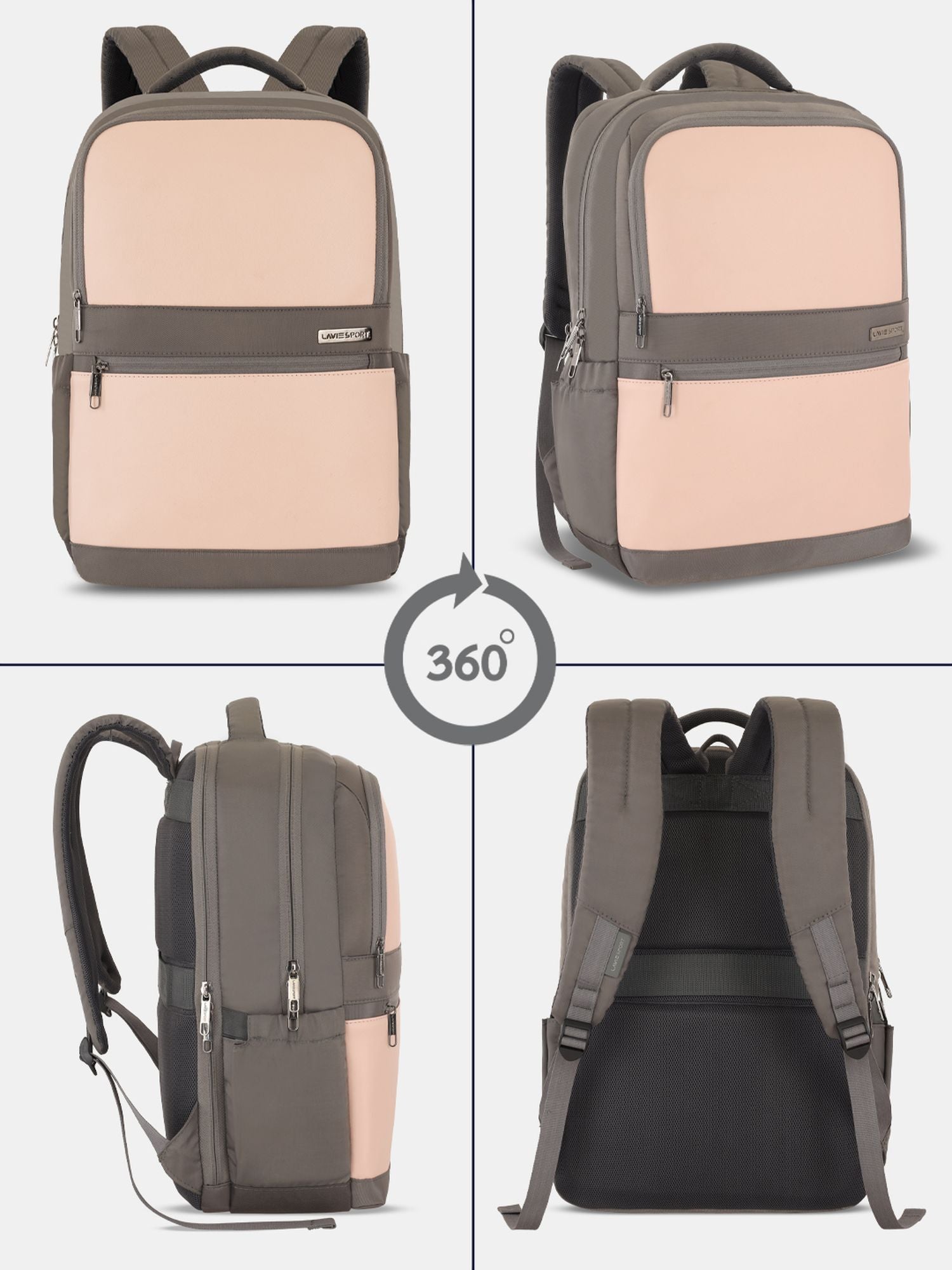 Lavie Sport Armour 24L Laptop Backpack with Trolley sleeve For Women Pink